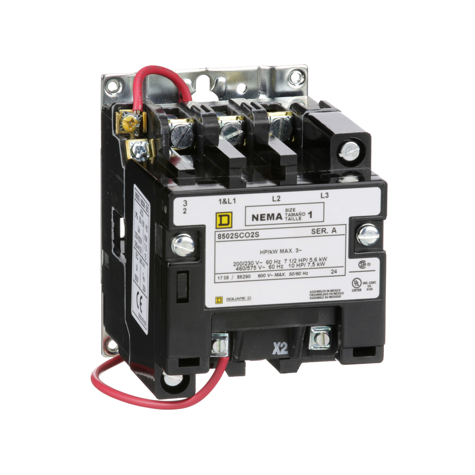 8502SCO2V01S Non-Reversing Type S Contactor, 24 V AC at 60 Hz V Coil, 3 Poles