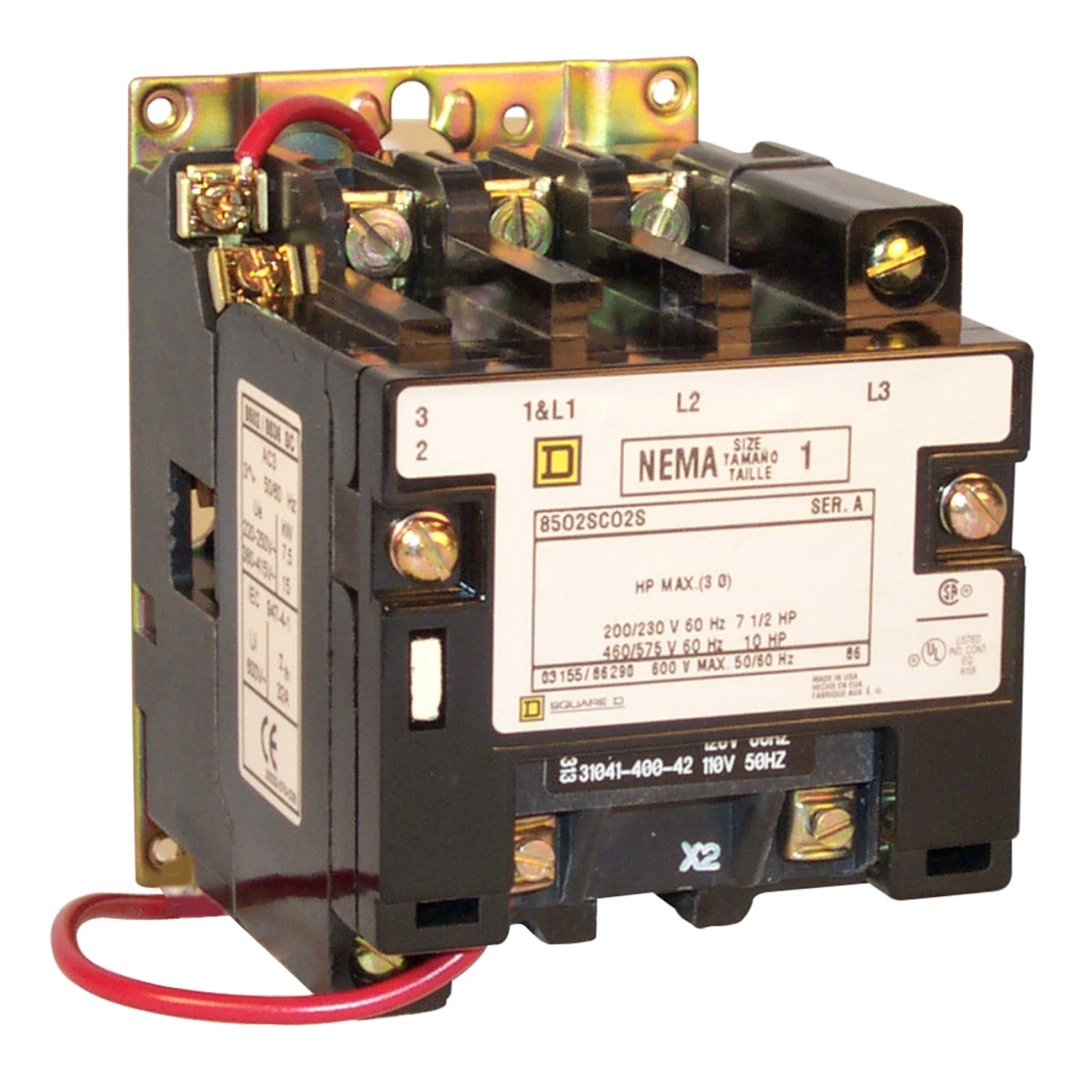 8502SCO3V02S 3-Phase Type S Contactor, 110/120 V AC V Coil, 4 Poles