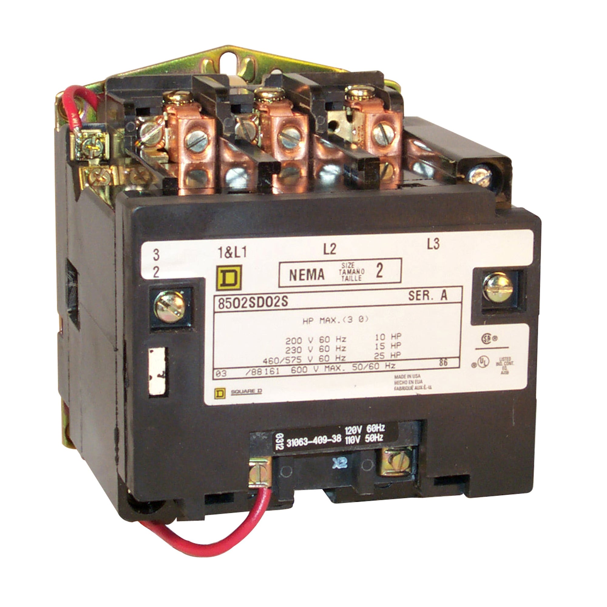 8502SDO3V02S Non-Reversing Type S Contactor, 110 V AC at 50 Hz to 120 V AC at 60 Hz V Coil, 4 Poles