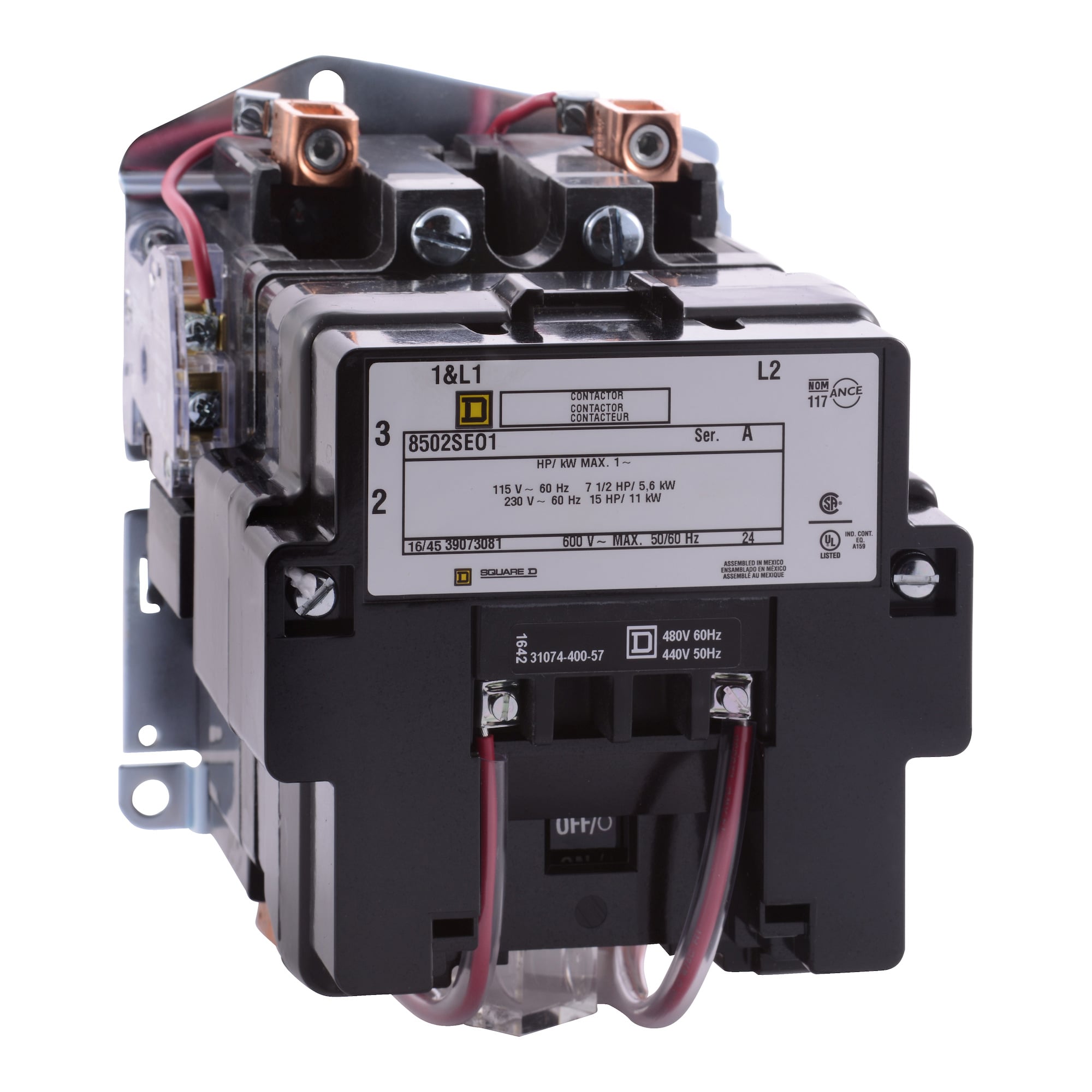 8502SEO1V06 Non-Reversing Type S Contactor, 440 V AC at 50 Hz to 480 V AC at 60 Hz V Coil, 2 Poles