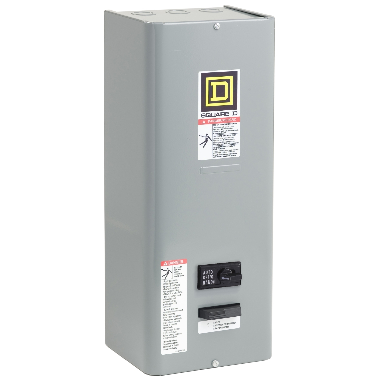 8536SAG12V81CFF4T Type S Magnetic Starter, 480/120 VAC at 60 Hz V Coil, 3 Poles, NEMA 1 Enclosure