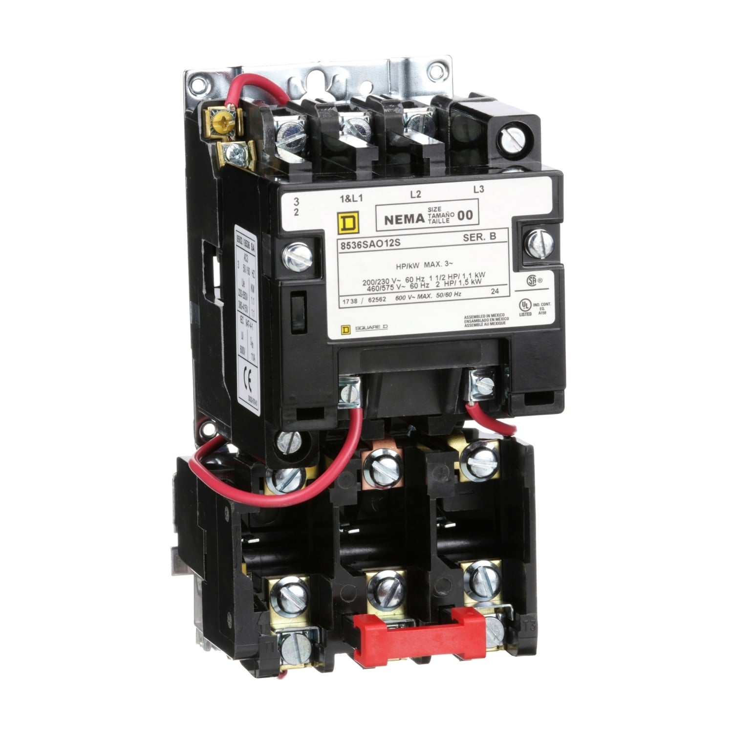 8536SAO12V01S Type S Magnetic Starter, 24 VAC at 60 Hz V Coil, Non-Reversing Action, 3 Poles, Open Enclosure