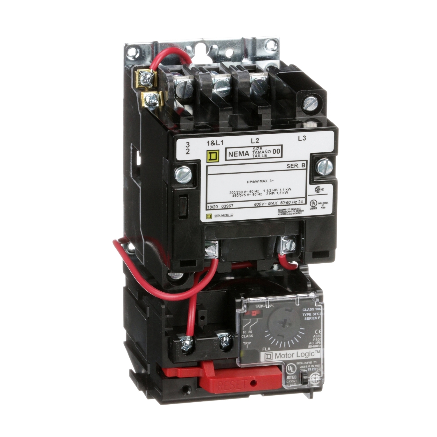 8536SAO12V02H308S Type S Starter, 110/120 VAC V Coil, 3 Poles, Open Enclosure