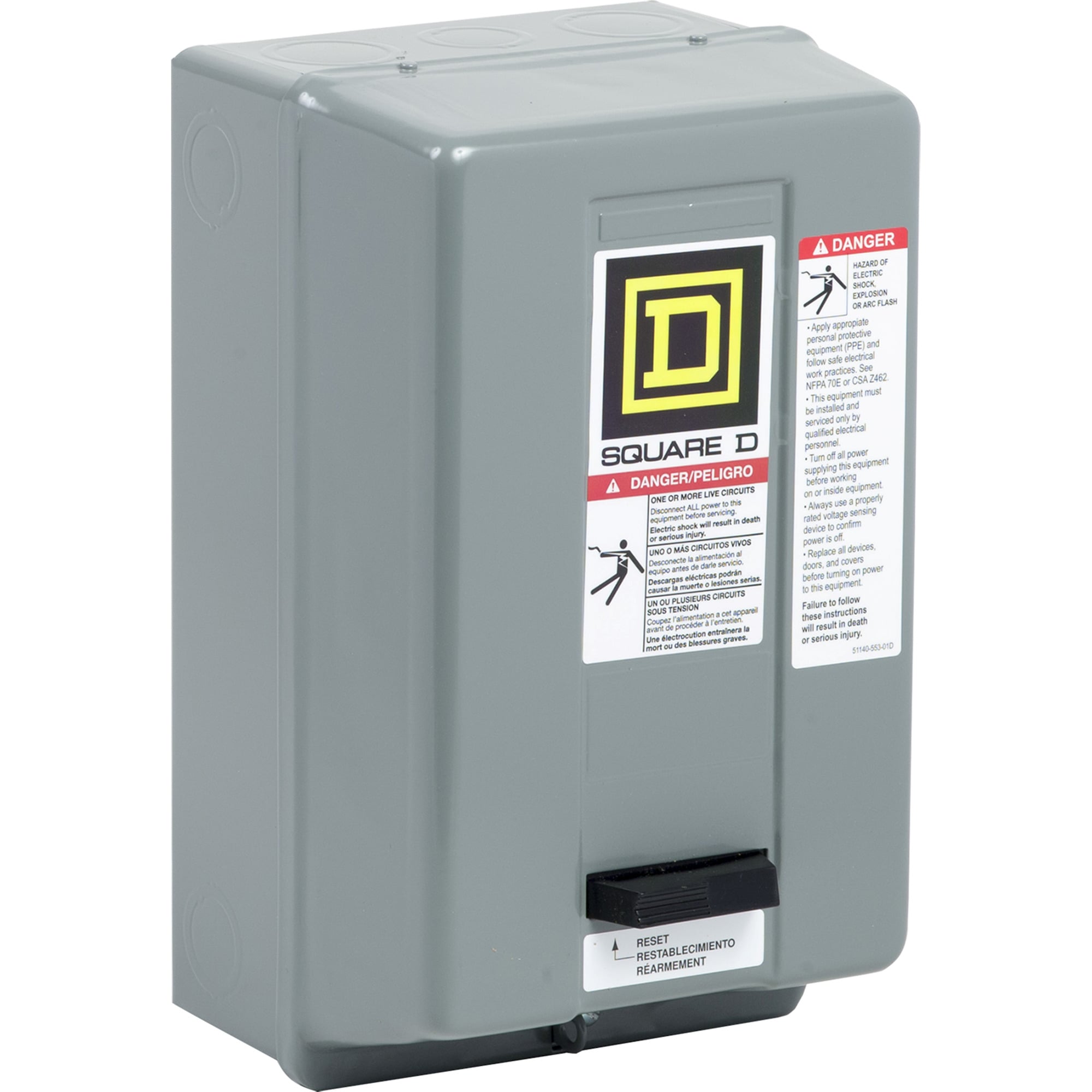8536SBG3V08 Type S Magnetic Starter, 208 V AC at 60 Hz V Coil, Non-Reversing Action, 4 Poles, NEMA 1 Enclosure
