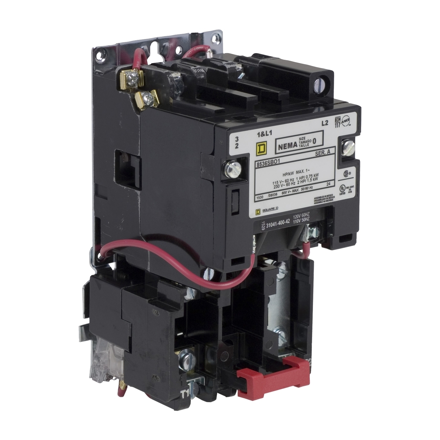 8536SBO1V02 Type S Magnetic Starter, 110 V AC at 50 Hz/120 V AC at 60 Hz V Coil, 2 Poles, Open Enclosure
