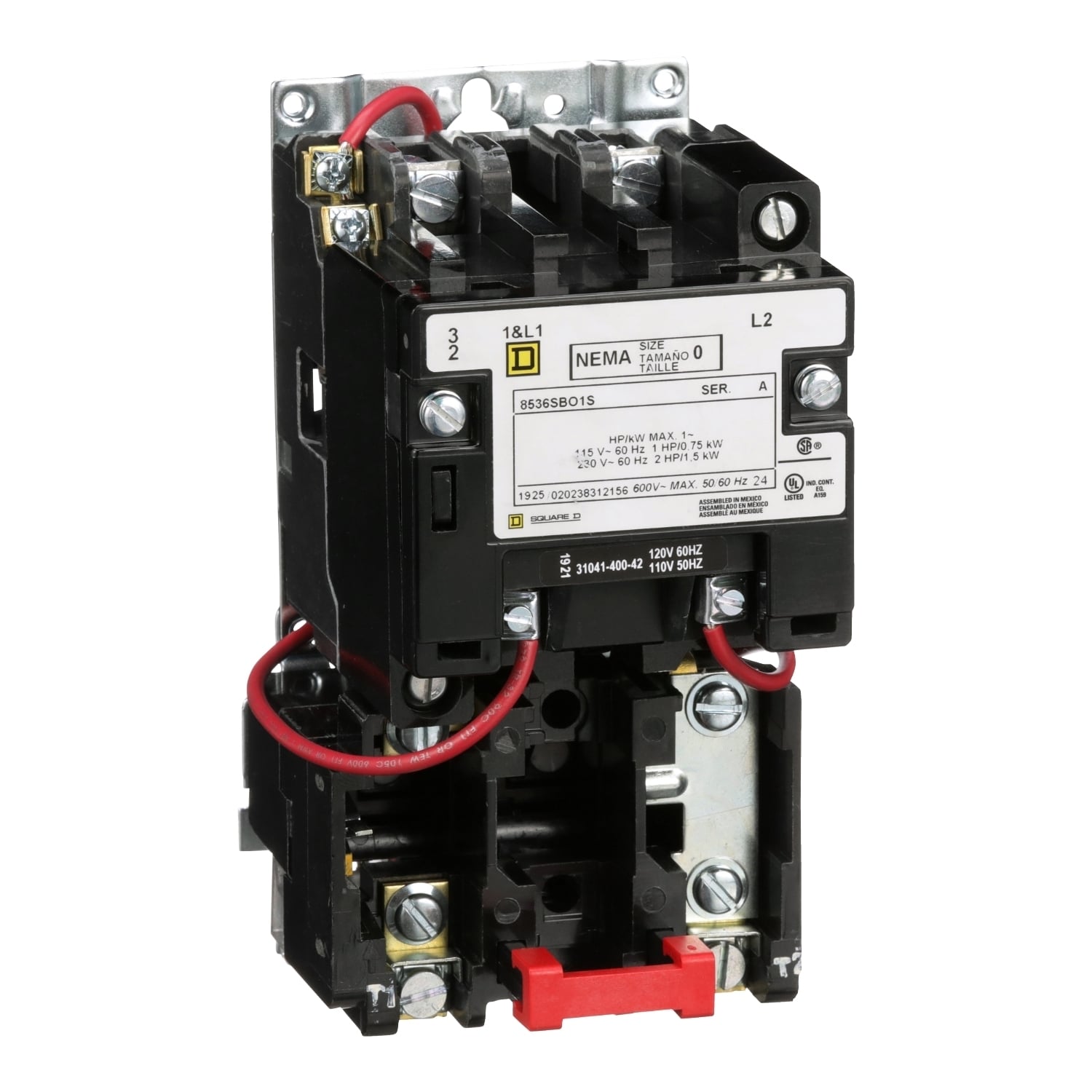 8536SBO1V02S Type S Starter, 110/120 V AC V Coil, Non-Reversing Action, 2 Poles, Open Enclosure
