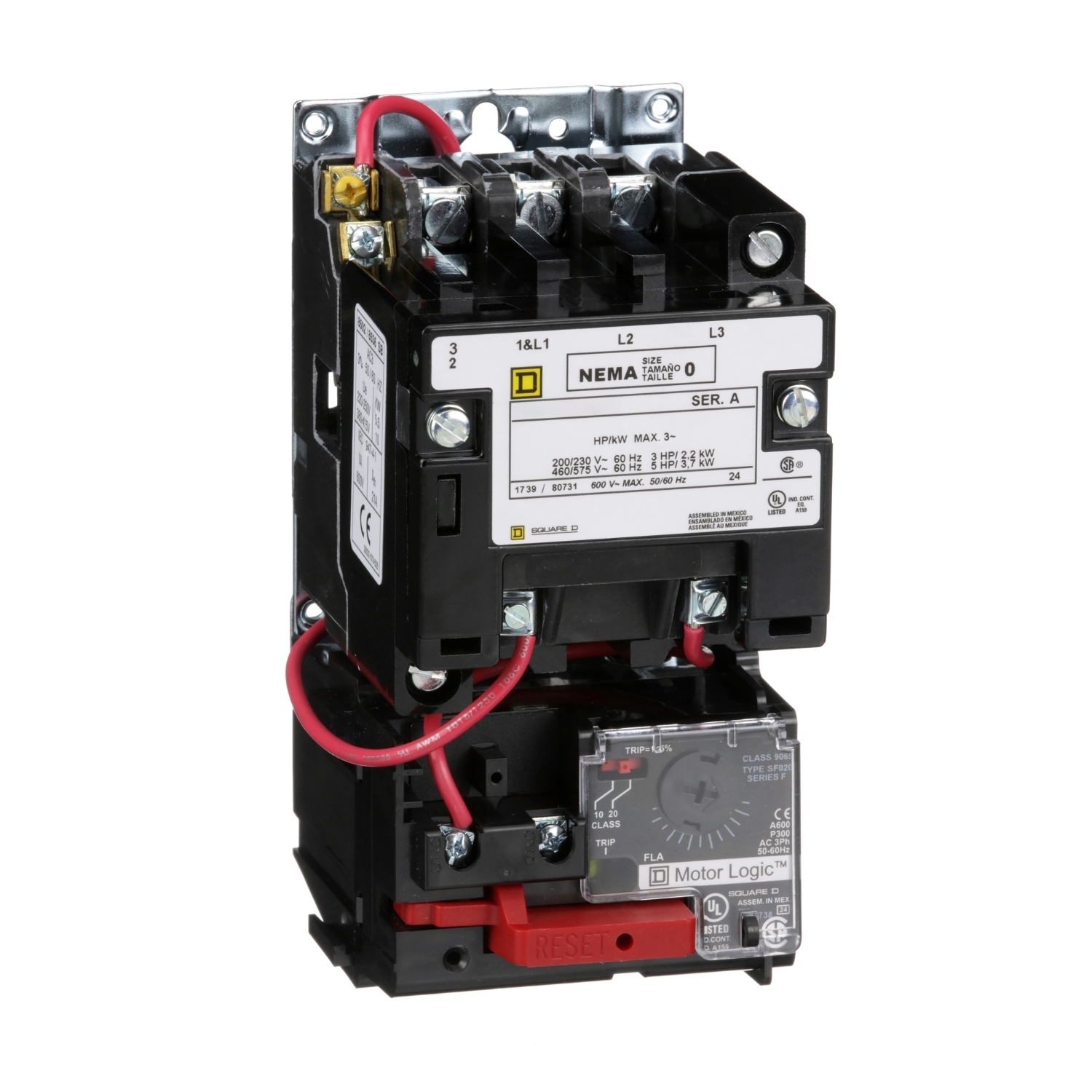 8536SBO2V02H308S Type S Non-Reversing Starter, 110 to 120 VAC V Coil, 3 Poles, Open Enclosure