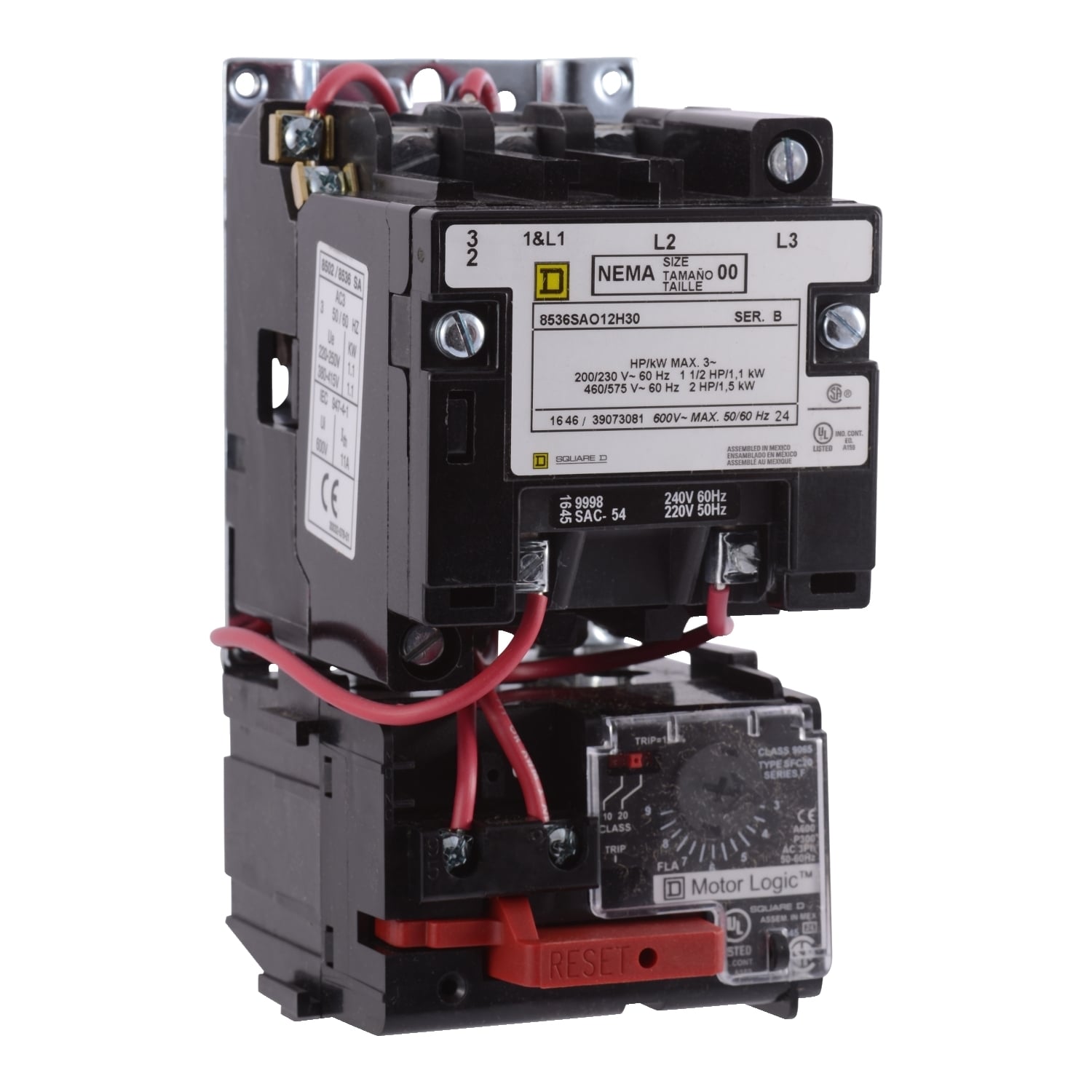 8536SBO2V03H30 Type S Magnetic Starter, 220 VAC at 50 Hz/240 VAC at 60 Hz V Coil, Non-Reversing Action, 3 Poles, Open Enclosure