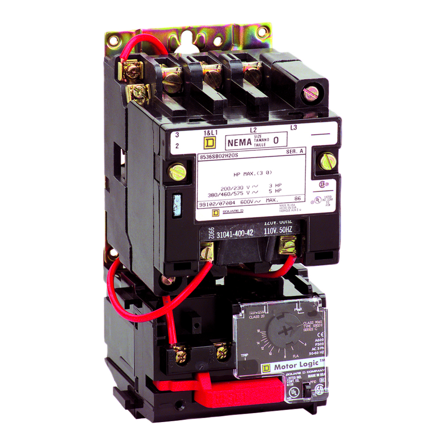 8536SBO2V08H30 Type S Magnetic Starter, 208 VAC at 60 Hz V Coil, 3 Poles, Open Enclosure