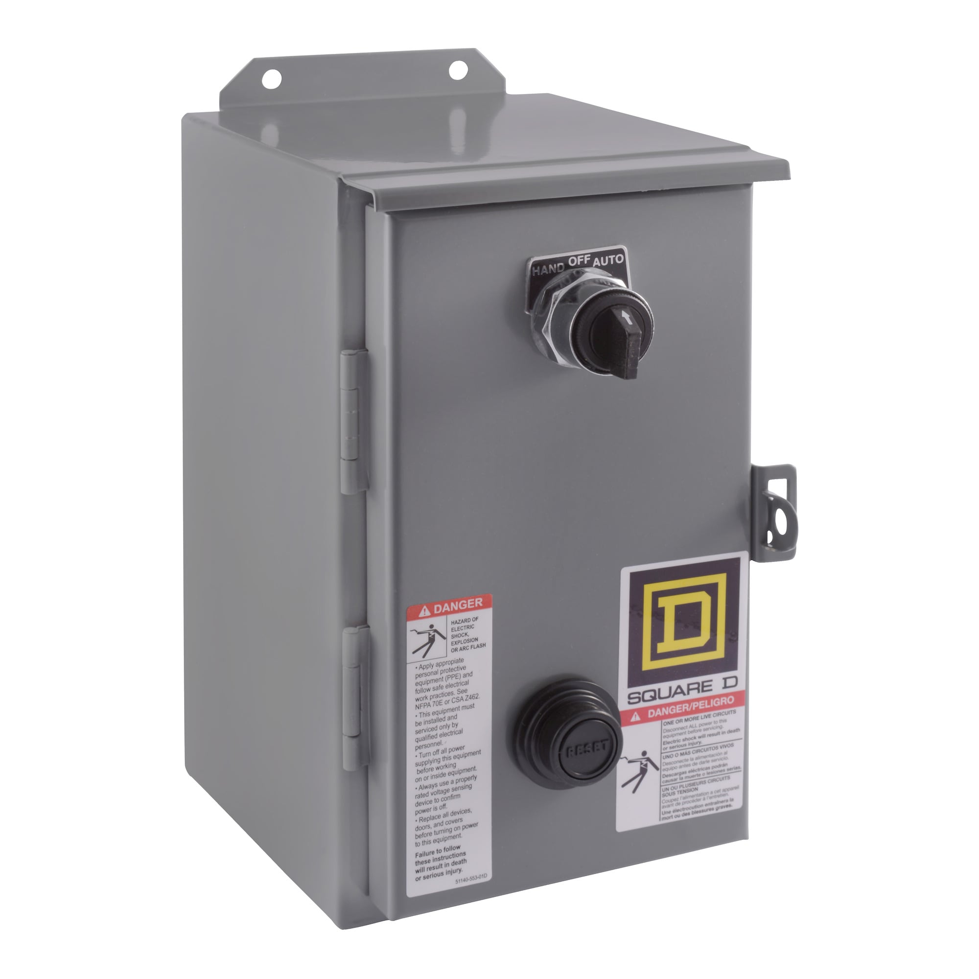 8536SCA3V02CS Type S Magnetic Starter, 110 VAC at 50 Hz/120 VAC at 60 Hz V Coil, Non-Reversing Action, 3 Poles, NEMA 12 Enclosure