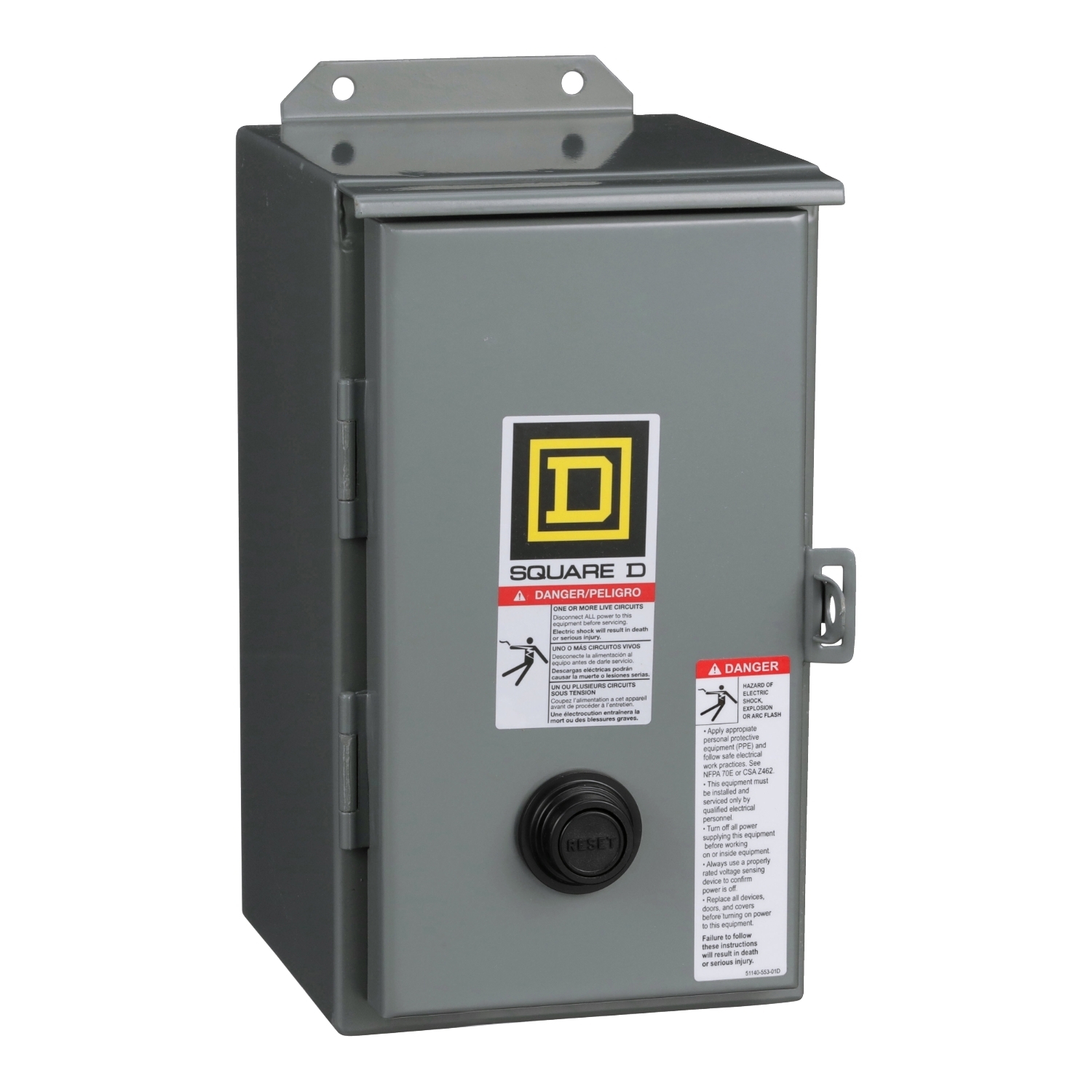 8536SCA3V02S Type S Starter, 110/120 VAC V Coil, Non-Reversing Action, 3 Poles, NEMA 12 Enclosure