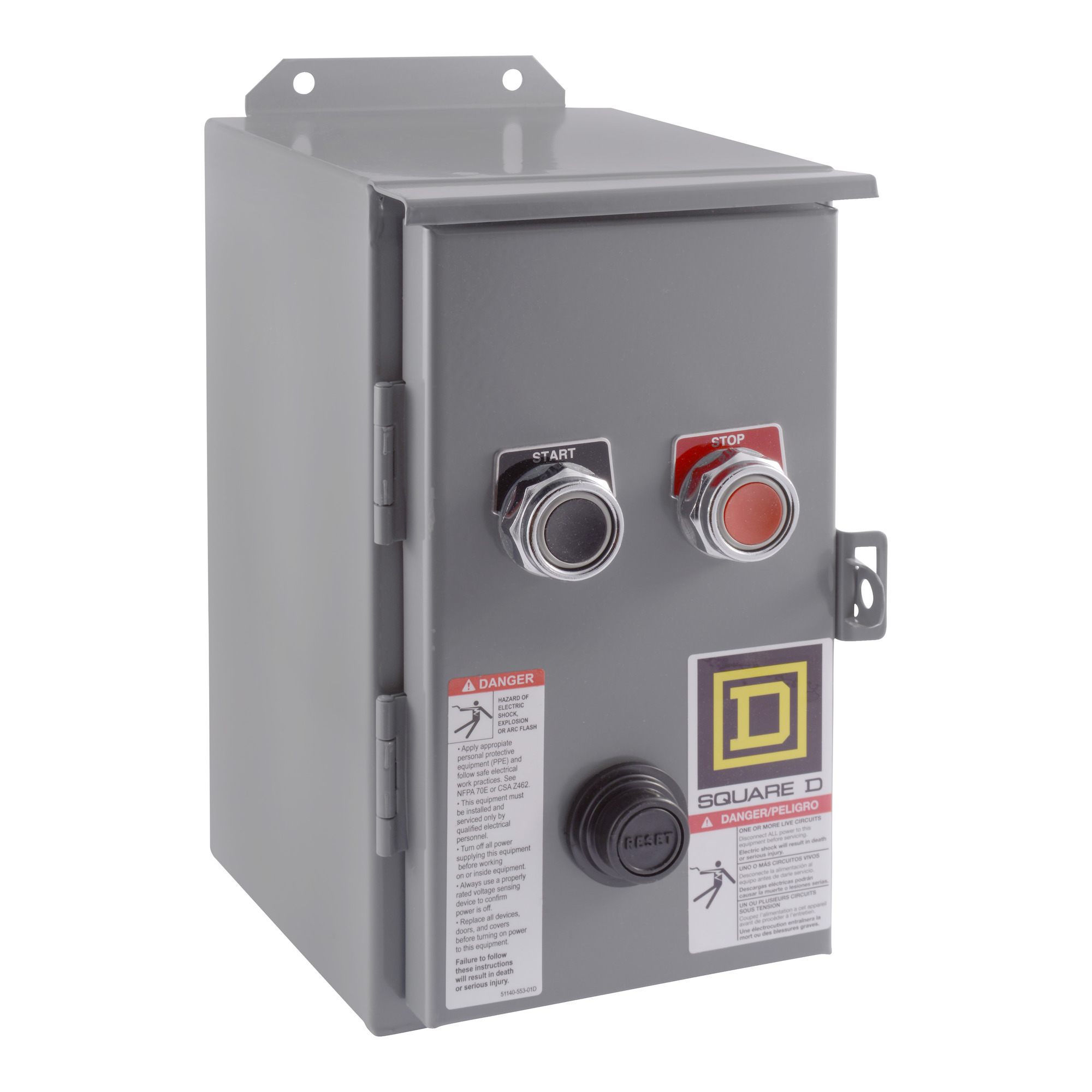 8536SCA3V03A Type S Magnetic Starter, 220 VAC at 50 Hz/240 VAC at 60 Hz V Coil, 3 Poles, NEMA 12 Enclosure