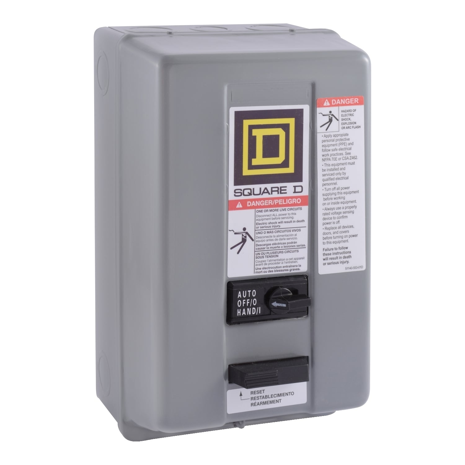 8536SCG3V02CS Type S Magnetic Starter, 110 VAC at 50 Hz/120 VAC at 60 Hz V Coil, 3 Poles, NEMA 1 Enclosure