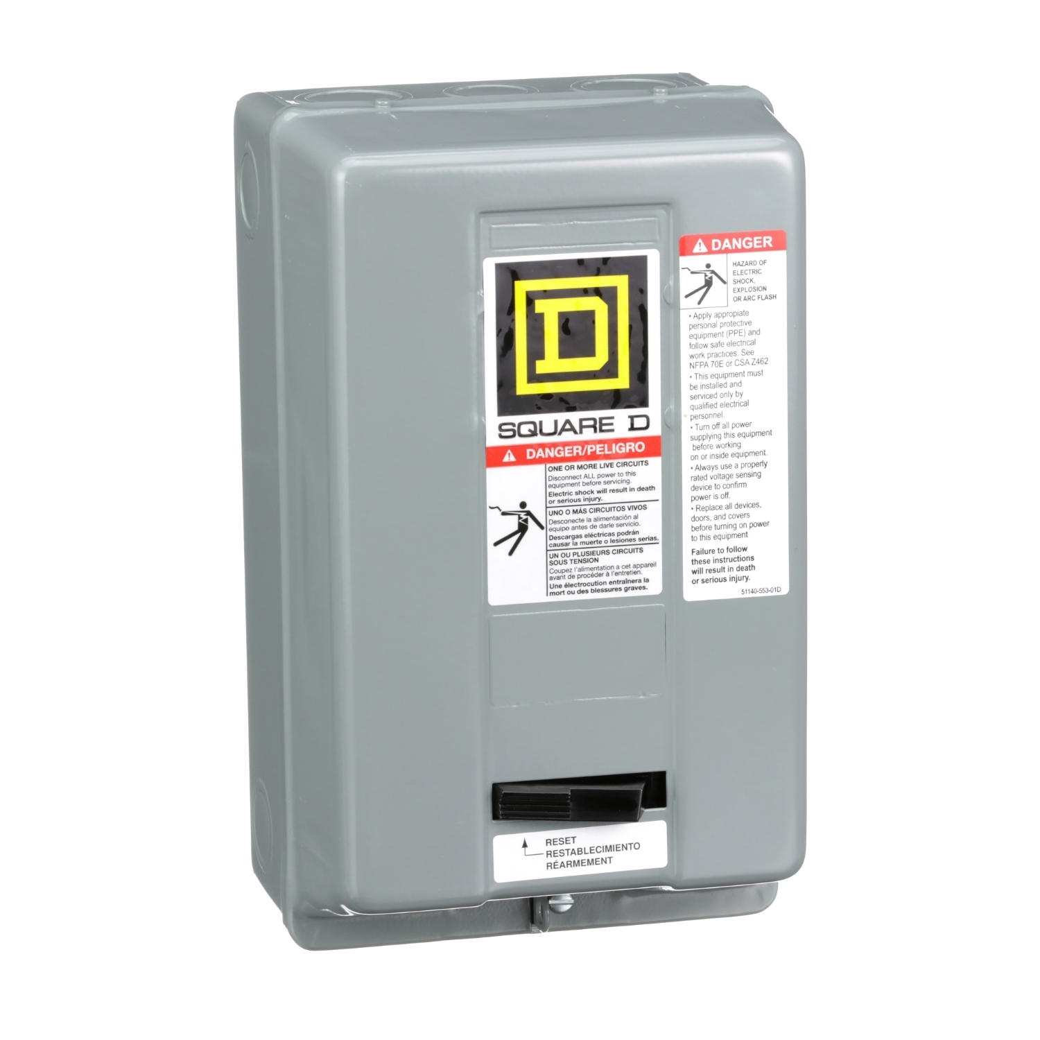 8536SCG3V02H30S Type S Starter, 110/120 VAC V Coil, Non-Reversing Action, 3 Poles, NEMA 1 Enclosure
