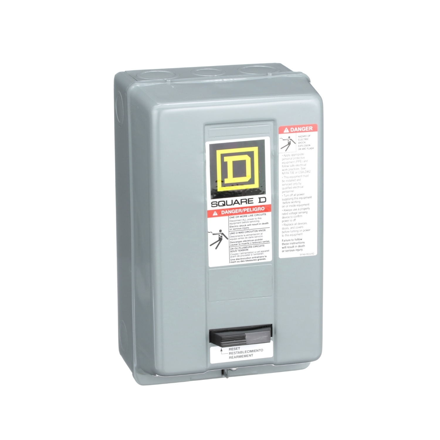 8536SCG3V03 General Purpose Type S Starter, 220/240 VAC V Coil, Non-Reversing Action, 3 Poles, NEMA 1 Enclosure