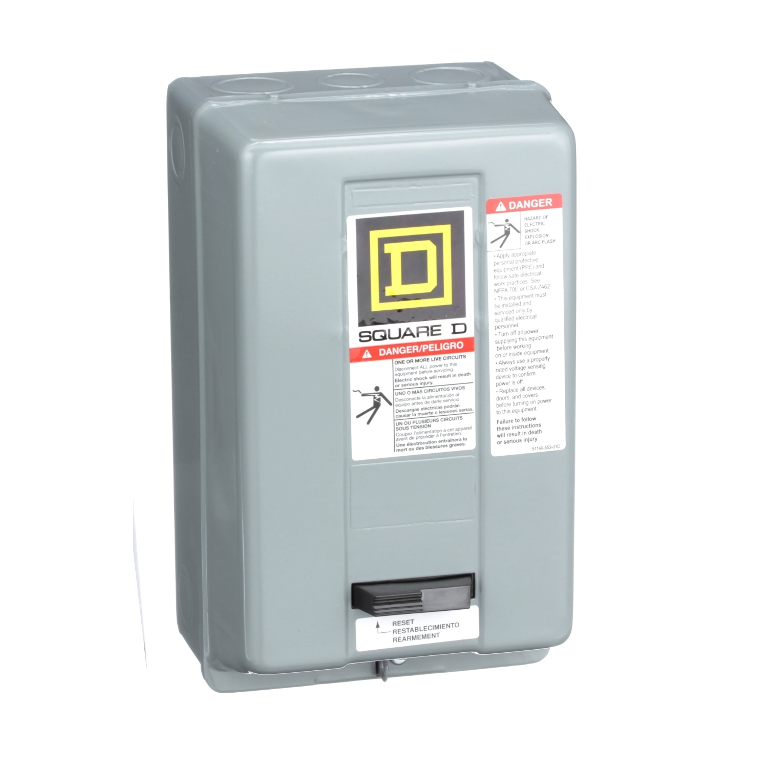 8536SCG3V08S Type S Non-Reversing Starter, 208 VAC at 60 Hz V Coil, 3 Poles, NEMA 1 Enclosure