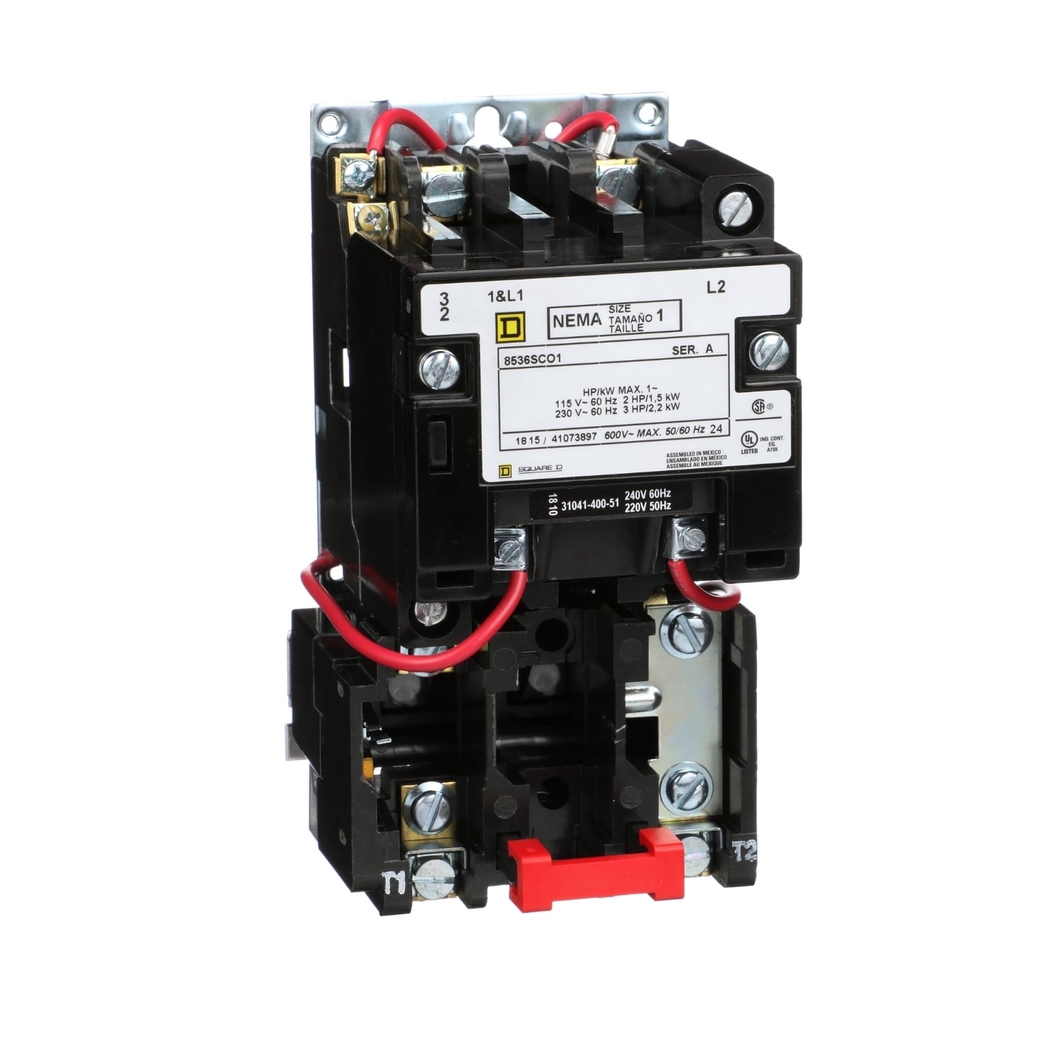 8536SCO1V03 Type S Magnetic Starter, 220 V AC at 50 Hz, 240 V AC at 60 Hz V Coil, 2 Poles, Open Enclosure