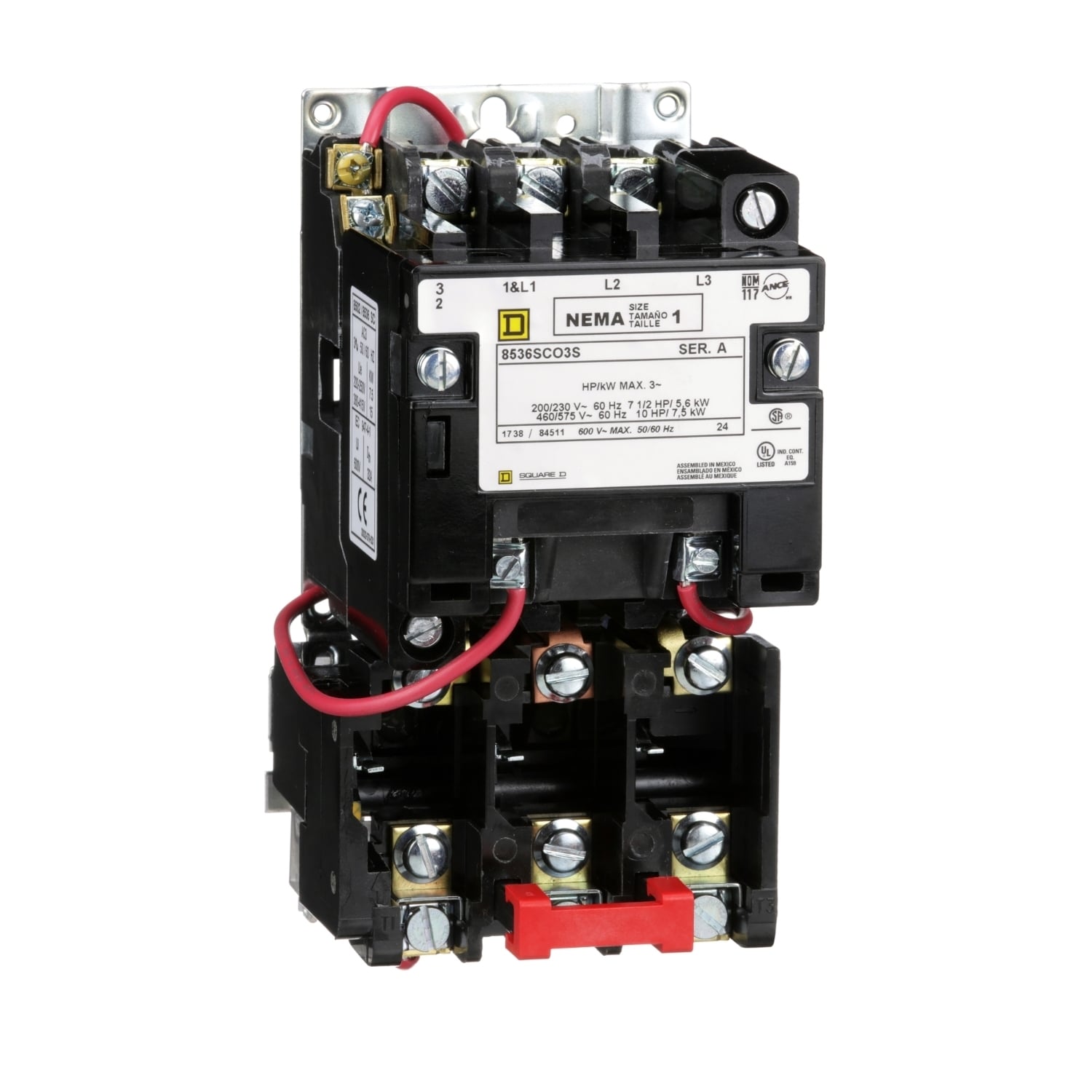 8536SCO3V03S Type S Magnetic Starter, 220 VAC at 50 Hz/240 VAC at 60 Hz V Coil, Non-Reversing Action, 3 Poles, Open Enclosure