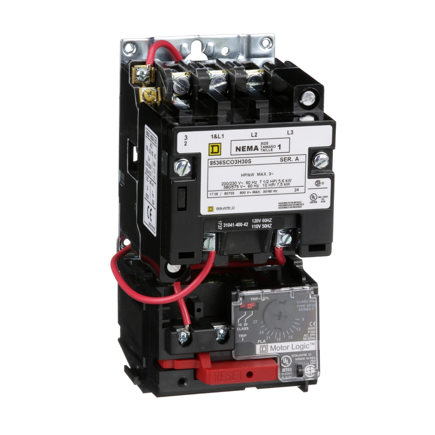 8536SCO3V08H30 Type S Magnetic Starter, 208 VAC at 60 Hz V Coil, 3 Poles, Open Enclosure