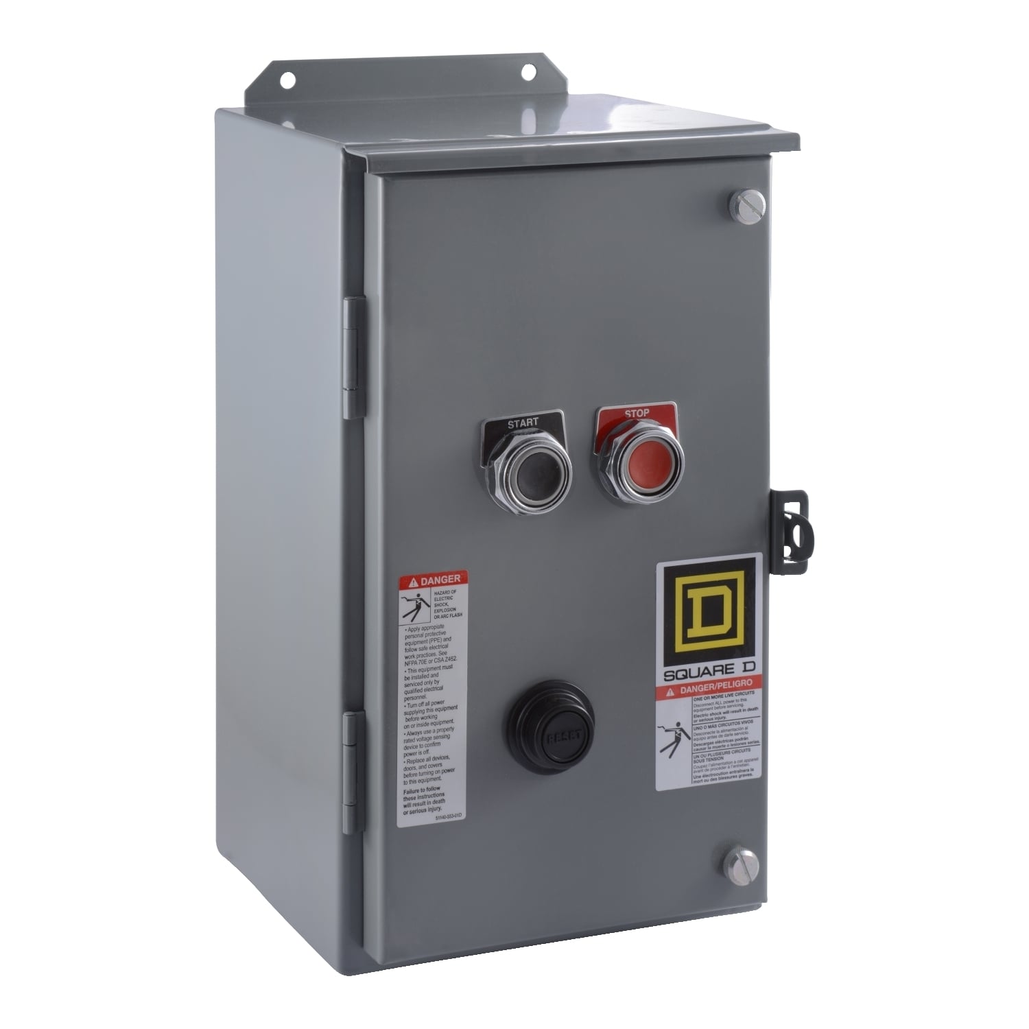 8536SDA1V02AS Type S Magnetic Starter, 110 VAC at 50 Hz/120 VAC at 60 Hz V Coil, 3 Poles, NEMA 12 Enclosure
