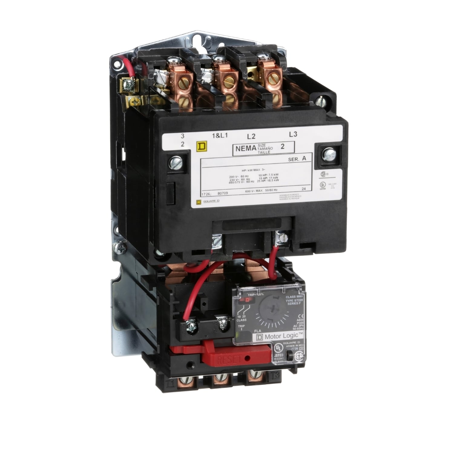 8536SDO1V02H31S Type S Magnetic Starter, 110 VAC at 50 Hz, 120 VAC at 60 Hz V Coil, 3 Poles, Open Enclosure