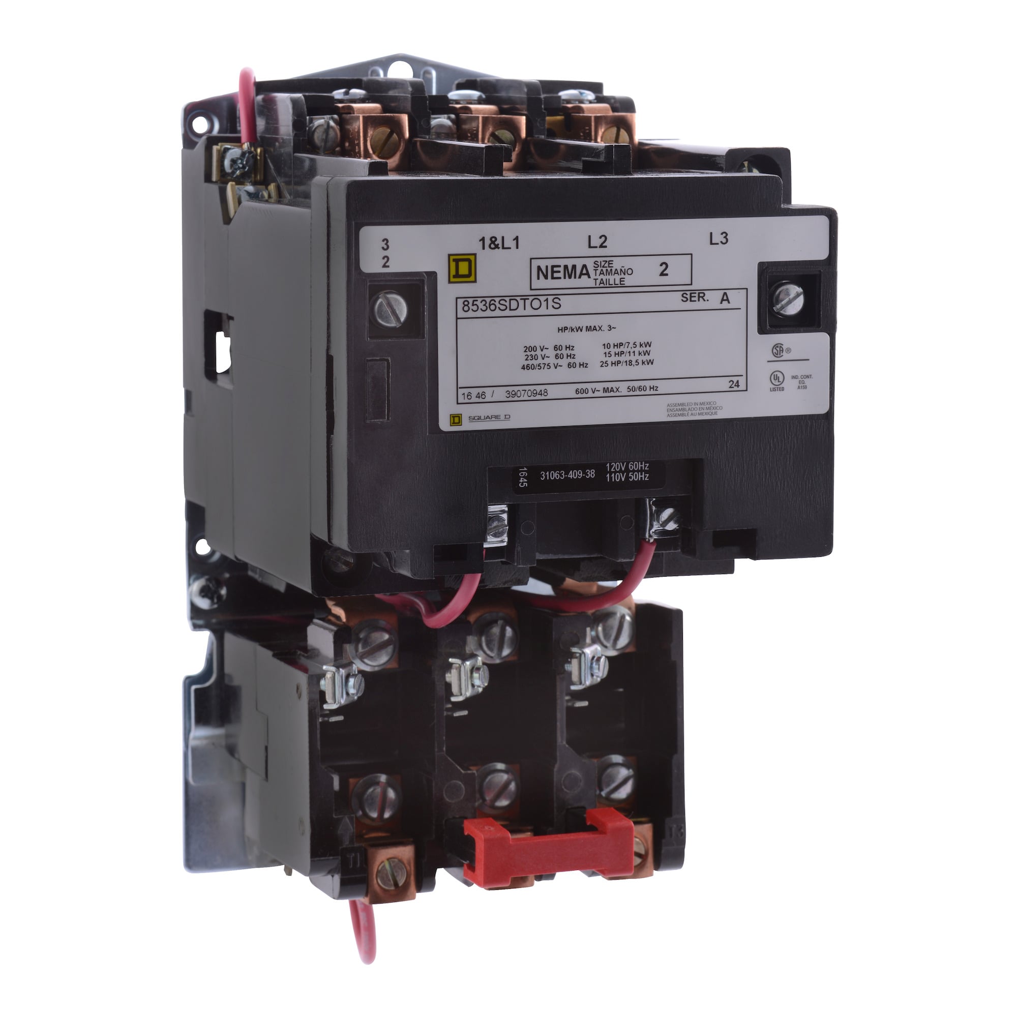 8536SDTO1V02S Type S Magnetic Starter, 110 V AC at 50 Hz/120 V AC at 60 Hz V Coil, 3 Poles, Open Enclosure