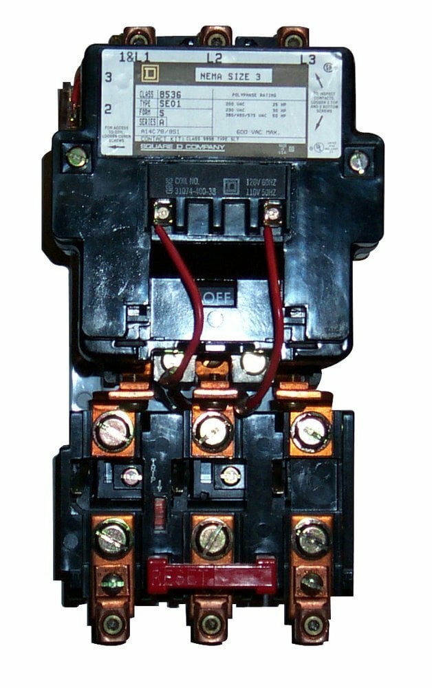 8536SEO1V02SX10 Type S Magnetic Starter, 110 VAC at 50 Hz/120 VAC at 60 Hz V Coil, 3 Poles, Open Enclosure