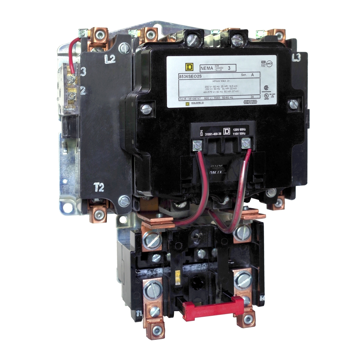 8536SEO1V03 Type S Non-Reversing NEMA Magnetic Starter, 220/240 VAC V Coil, 3 Poles, Open Enclosure