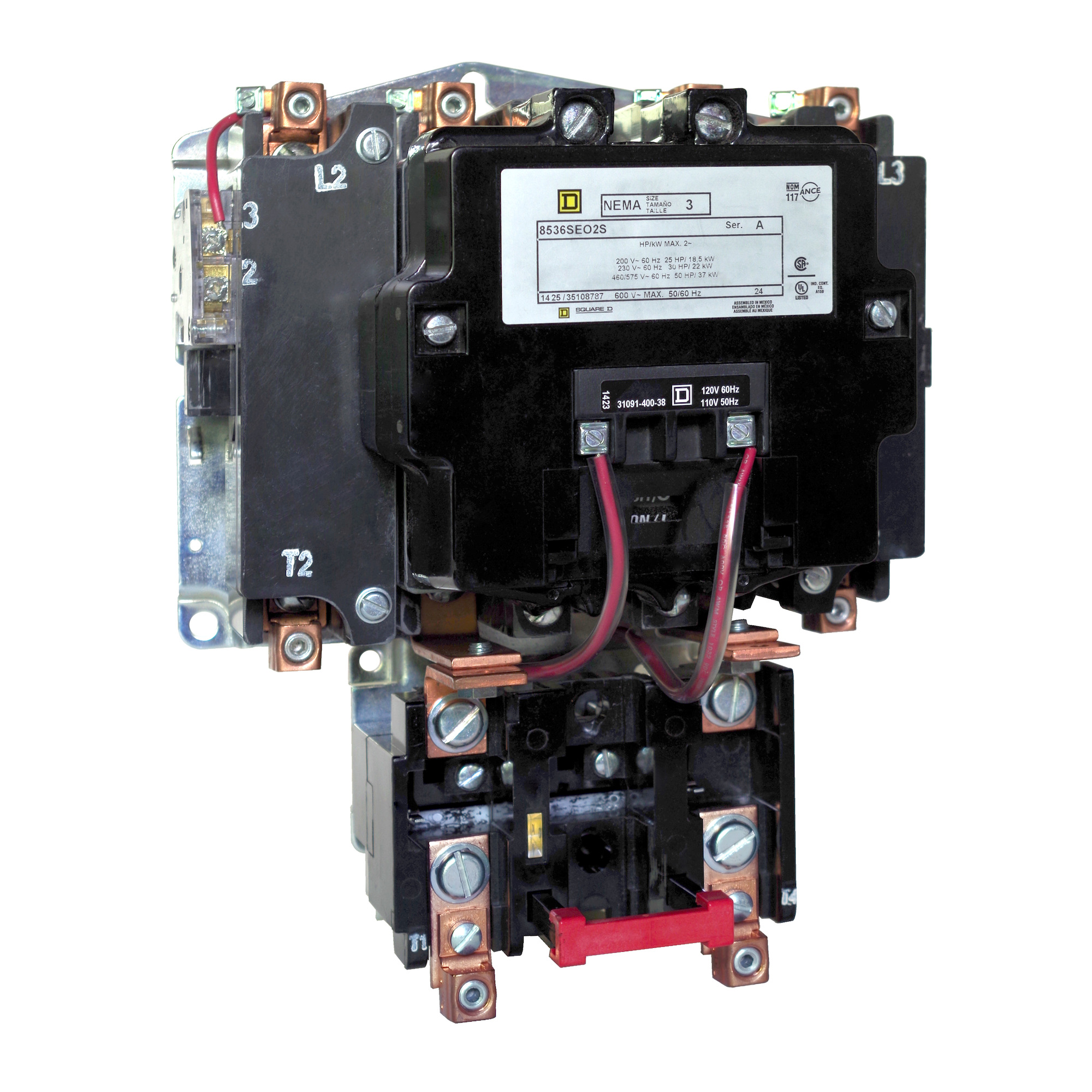 8536SEO2V08 Type S Magnetic Starter, 208 V AC at 60 Hz V Coil, 4 Poles, Open Enclosure