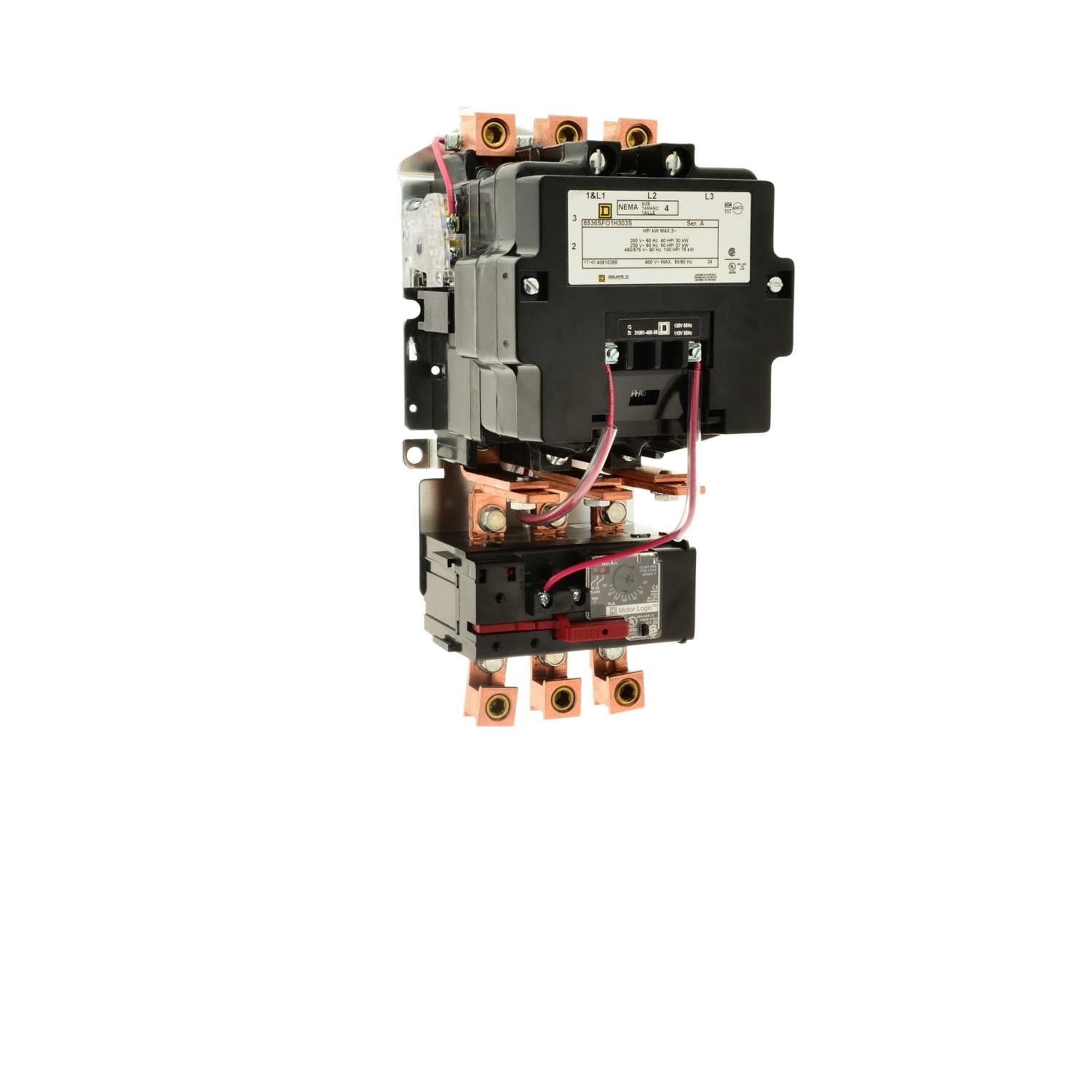 8536SFG1V02S Type S Starter, 110/120 VAC V Coil, Non-Reversing Action, 3 Poles, NEMA 1 Enclosure