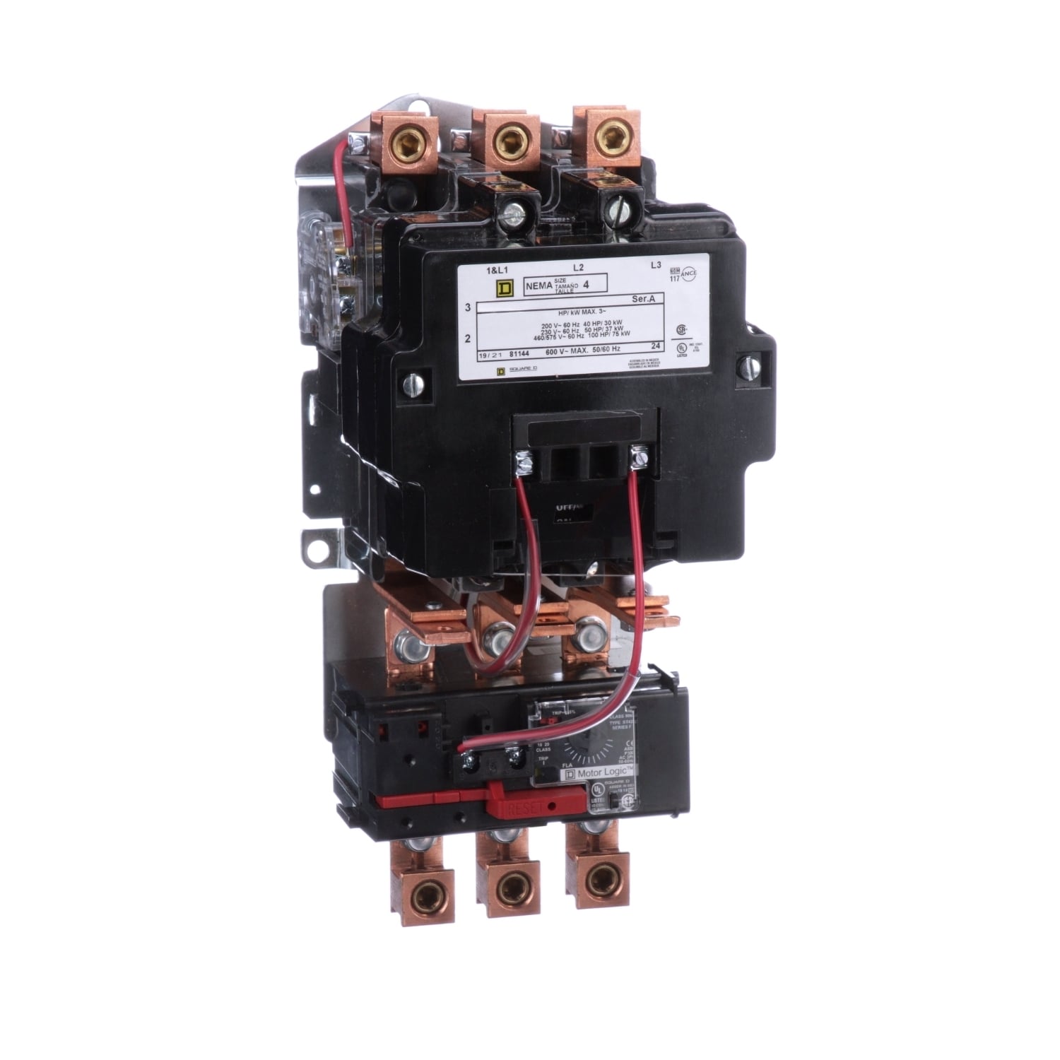 8536SFO1V02H31S Type S Magnetic Starter, 110 VAC at 50 Hz, 120 VAC at 60 Hz V Coil, 3 Poles, Open Enclosure
