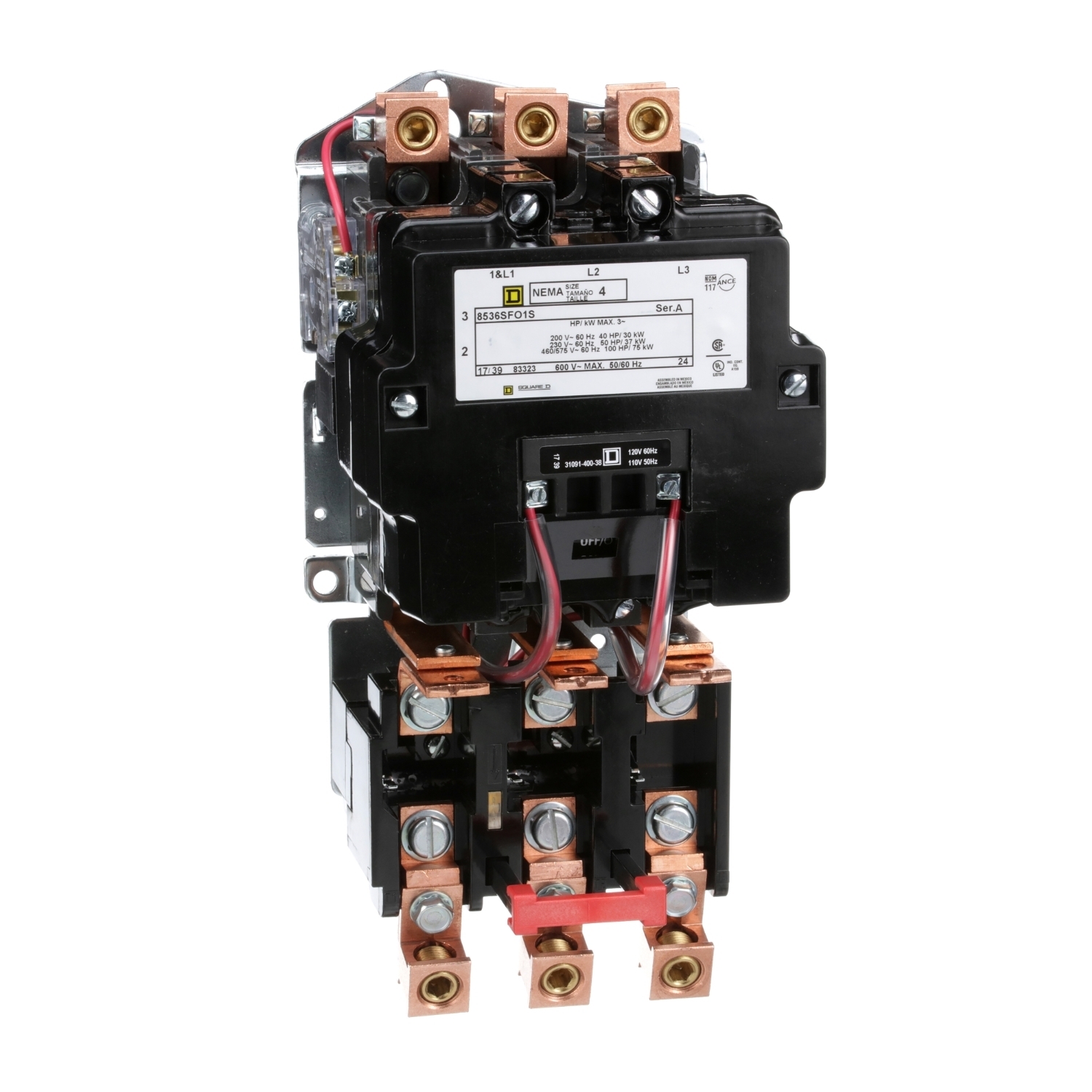 8536SFO1V02S Dust Tight Watertight Type S Starter, 110/120 VAC V Coil, Non-Reversing Action, 3 Poles, Open Enclosure