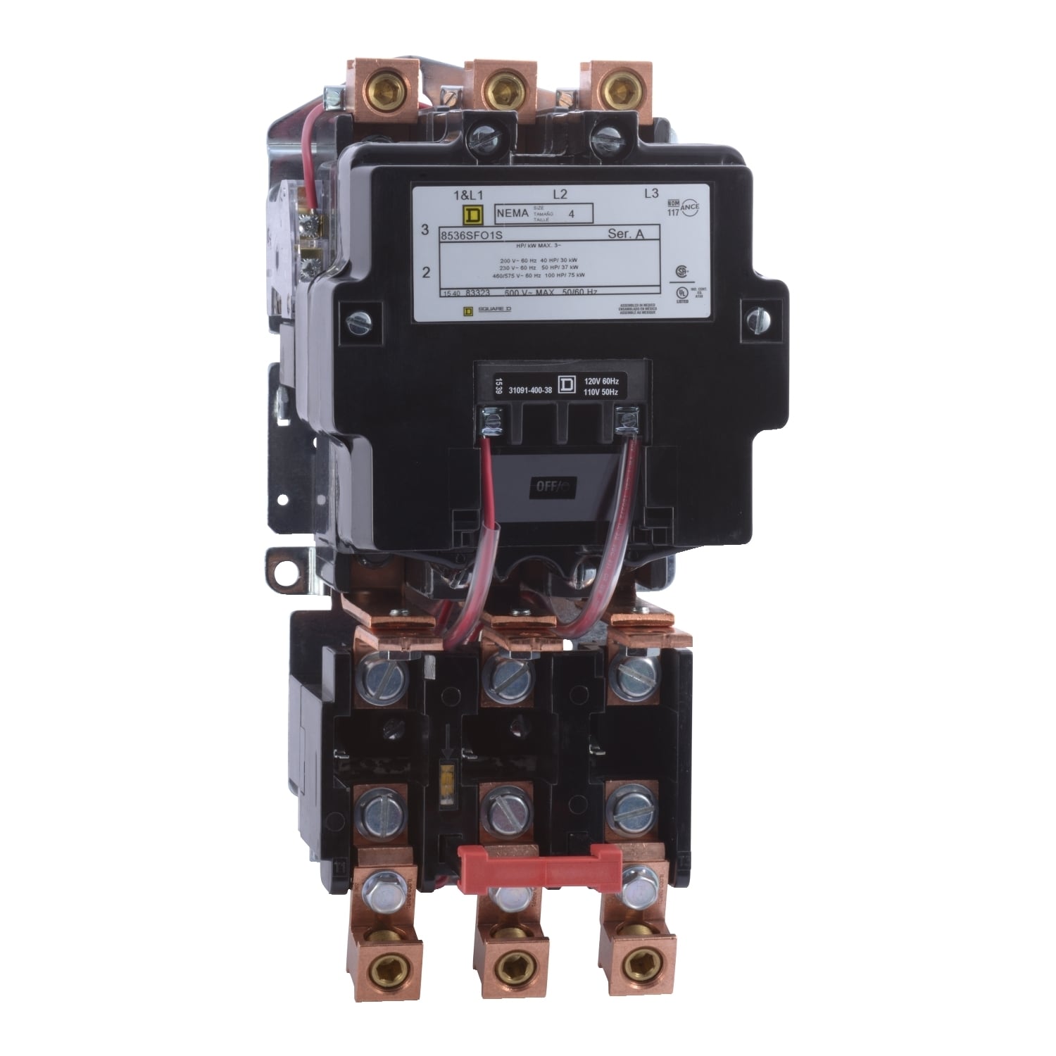 8536SFO1V06 Type S Starter, 440/480 VAC V Coil, Non-Reversing Action, 3 Poles, Open Enclosure