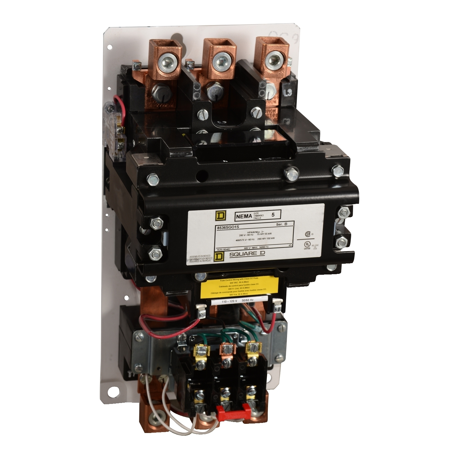8536SGO1V02S Type S Starter, 110/120 VAC V Coil, Non-Reversing Action, 3 Poles, Open Enclosure