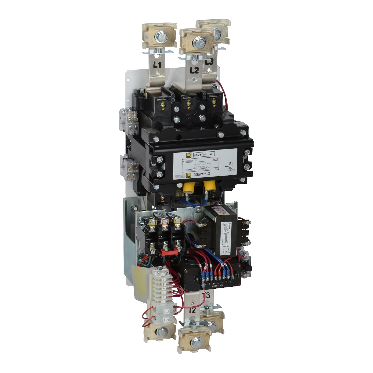 8536SHO2V02S Type S Starter, 110/120 VAC V Coil, Non-Reversing Action, 3 Poles, Open Enclosure