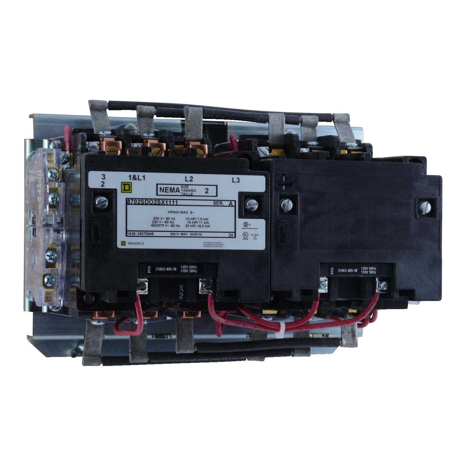 8702SDO2V02S Reversing Type S Contactor, 110 V AC at 50 Hz to 120 V AC at 60 Hz V Coil, 3 Poles