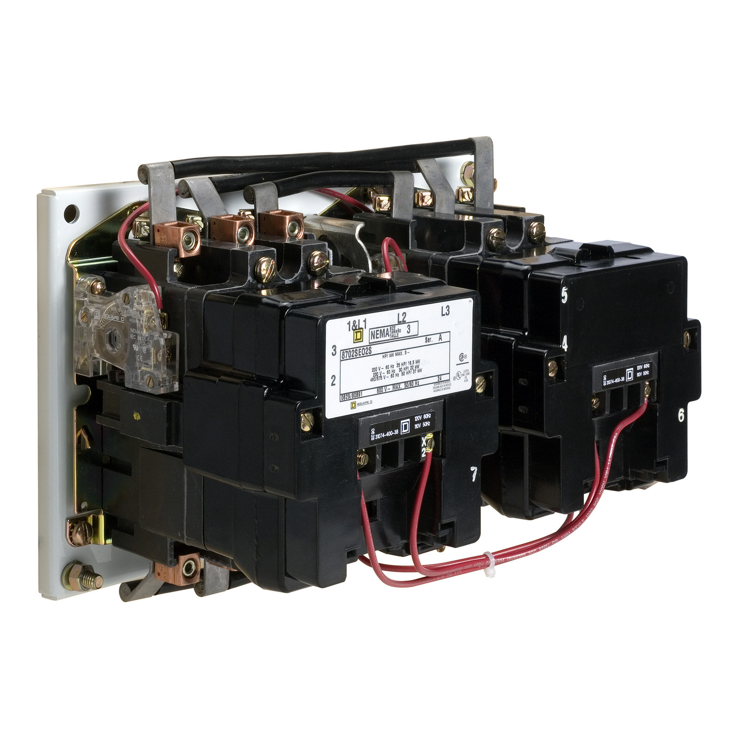 8702SFO3V02S Reversing Type S Contactor, 110 V AC at 50 Hz to 120 V AC at 60 Hz V Coil, 3 Poles