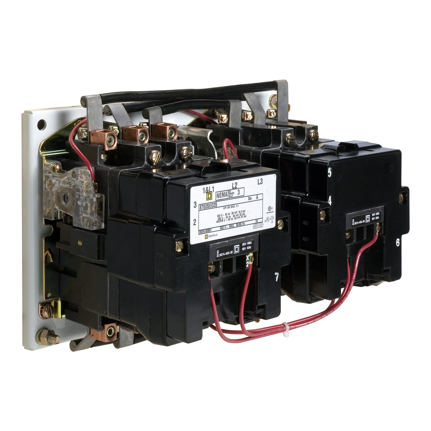 8702SGO3V02S Reversing Type S Contactor, 110 V AC at 50 Hz to 120 V AC at 60 Hz V Coil, 3 Poles
