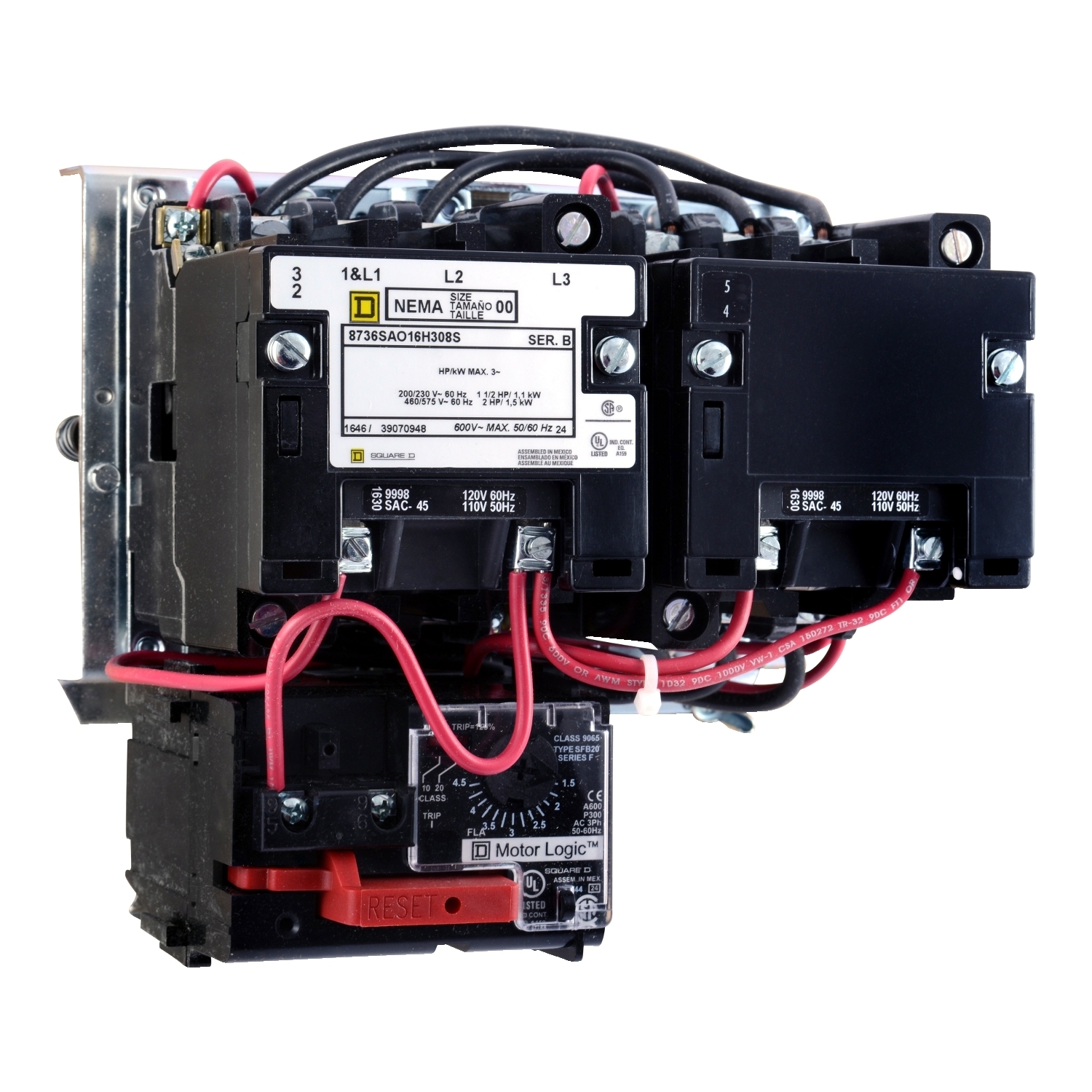 8736SAO16V02H30S Type S Reversing Starter, 3 Poles, Open Enclosure