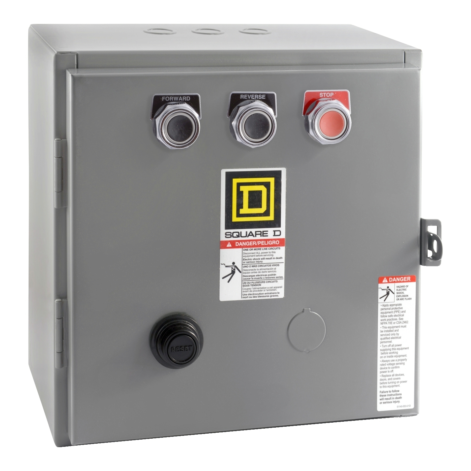 8736SBG4V02S Horizontal Type S Starter, 110/120 VAC V Coil, Reversing Action, 3 Poles, Open Enclosure
