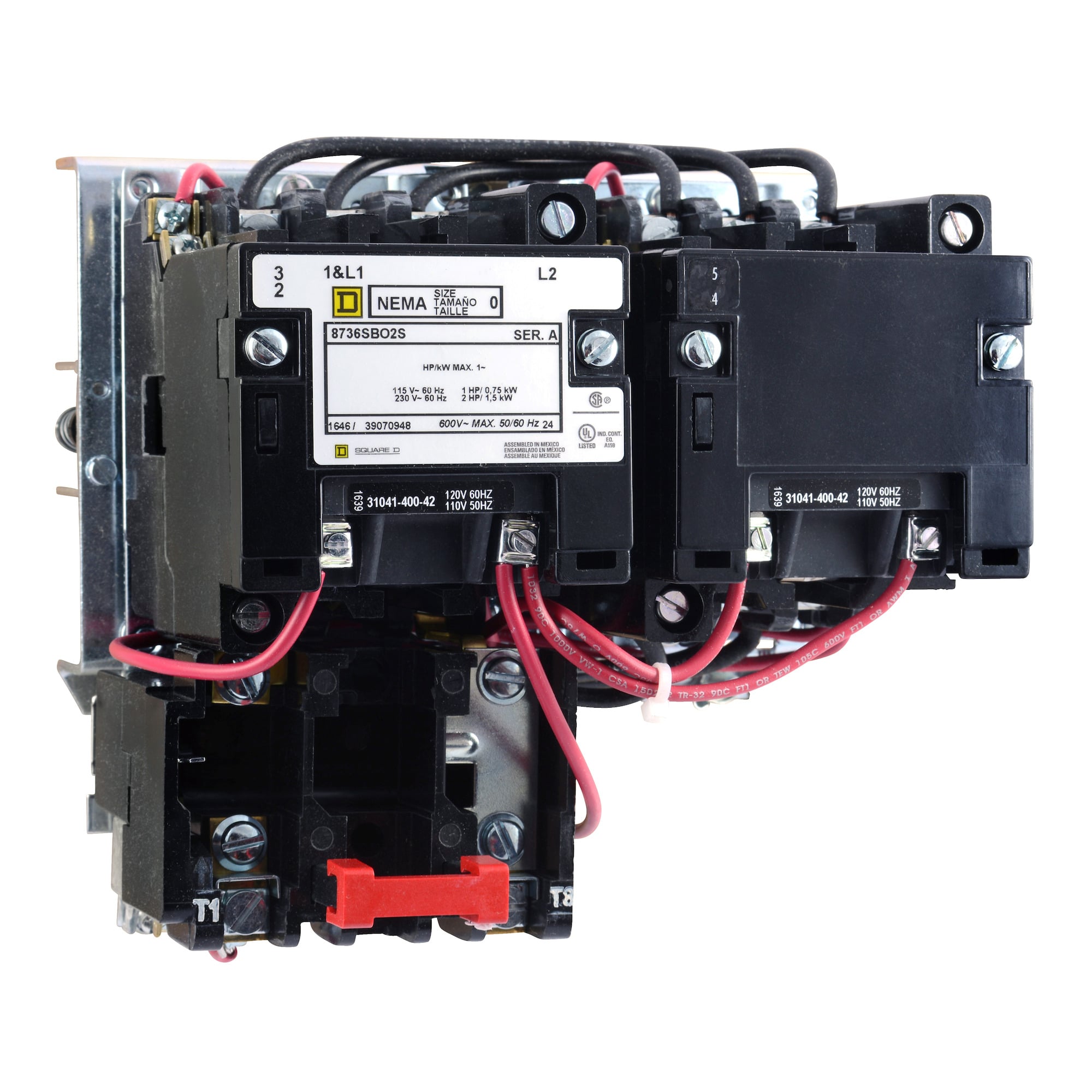 8736SBO2V02S Type S Magnetic Starter, 110 V AC at 50 Hz/120 V AC at 60 Hz V Coil, 3 Poles, Open Enclosure