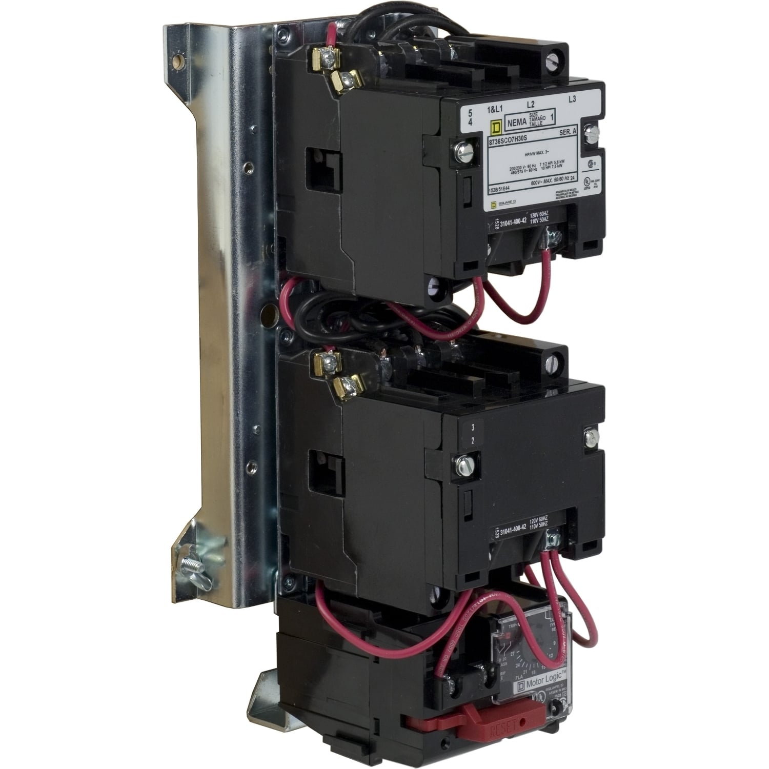 8736SCO7V02H30S Type S Magnetic Starter, 110 VAC at 50 Hz/120 VAC at 60 Hz V Coil, 3 Poles, Open Enclosure