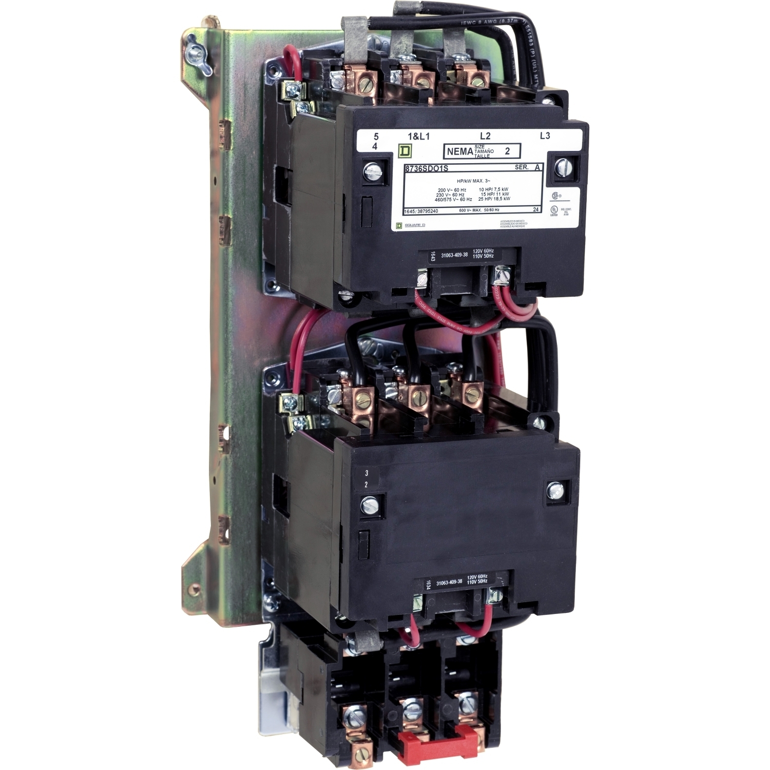 8736SDO1V02S Type S Vertical Starter, 110/120 VAC V Coil, Reversing Action, 3 Poles, Open Enclosure