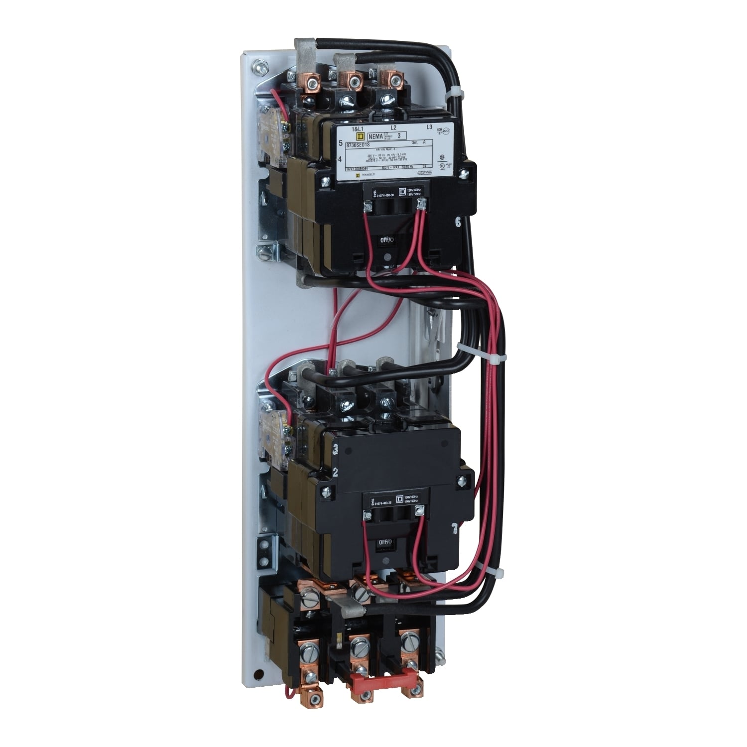 8736SEO1V02S Type S Magnetic Starter, 110 VAC at 50 Hz/120 VAC at 60 Hz V Coil, Reversing Action, 3 Poles, Open Enclosure