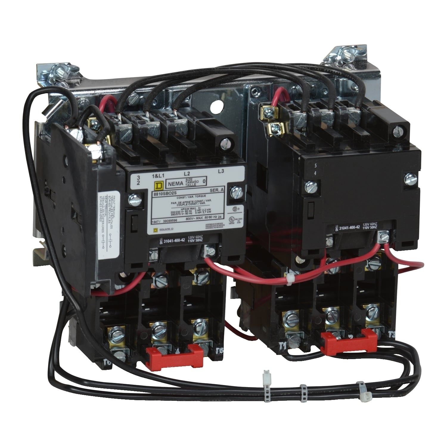 8810SBO4V02S Type S 2-Speed Magnetic Starter, 110 V AC at 50 Hz/120 V AC at 60 Hz V Coil, 3 Poles, Open Enclosure