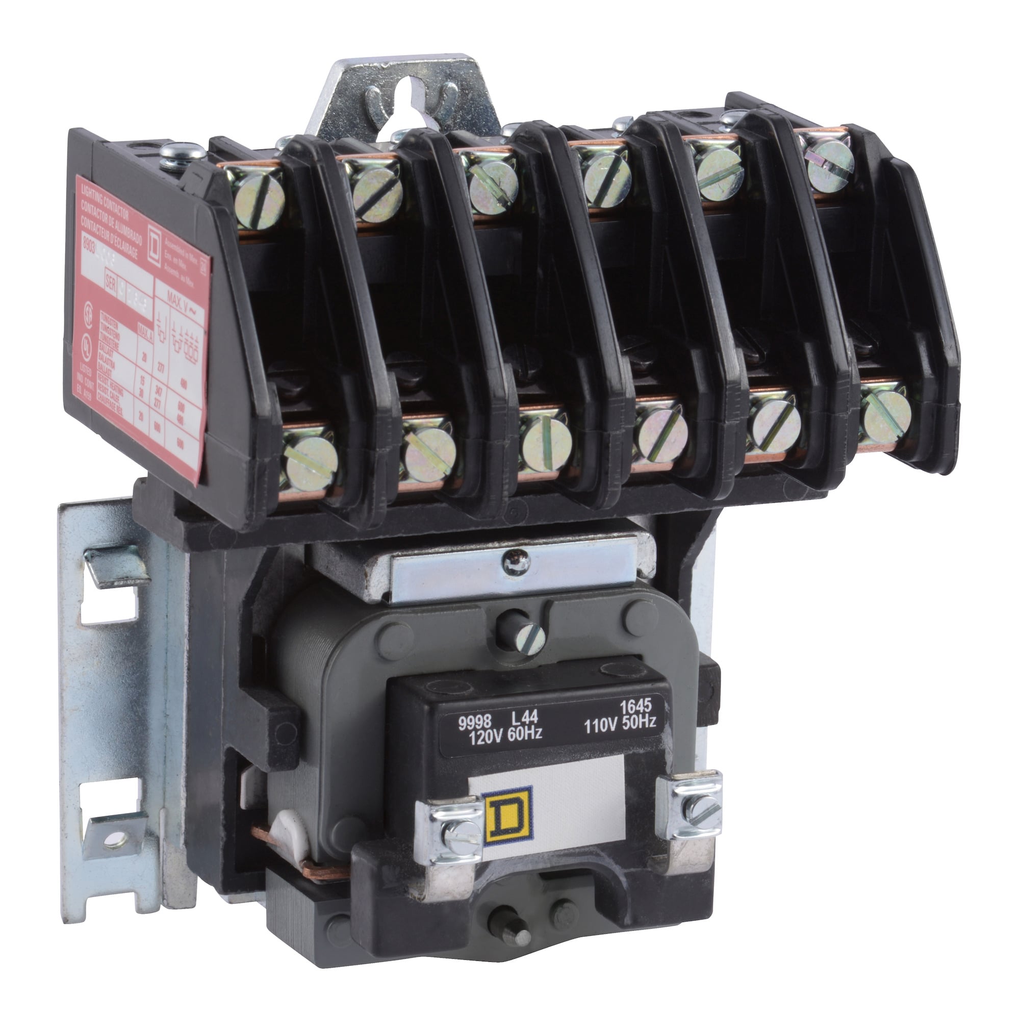 8903LO06V02 Electrically Held Type L Lighting Contactor, 110 V AC at 50 Hz to 120 V AC at 60 Hz V Coil, 6NC Contact, 6 Poles