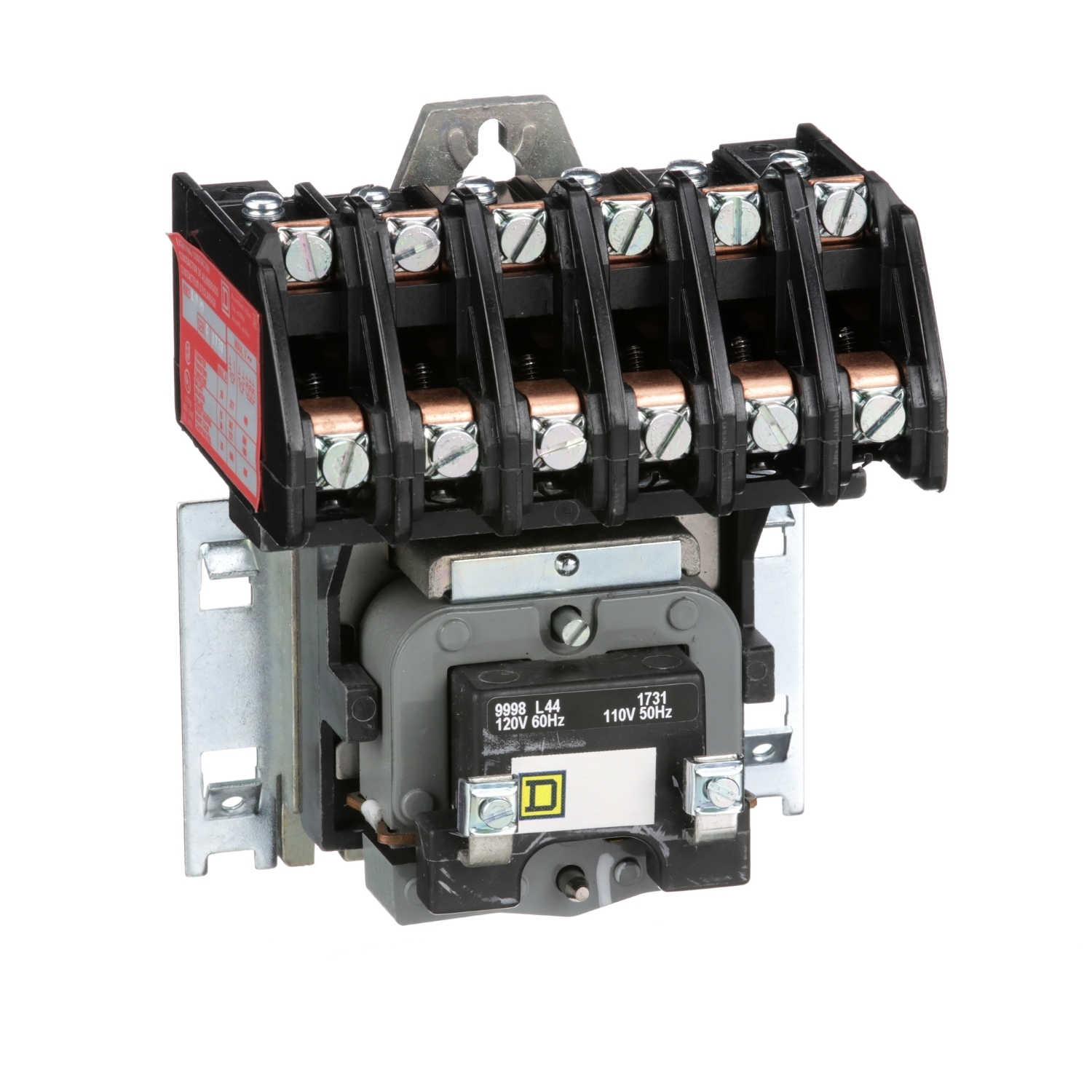 8903LO60V02 Type L Electrically Held Multi-Pole Lighting Contactor, 110/120 V AC V Coil, 30 A, 6NO Contact, 6 Poles