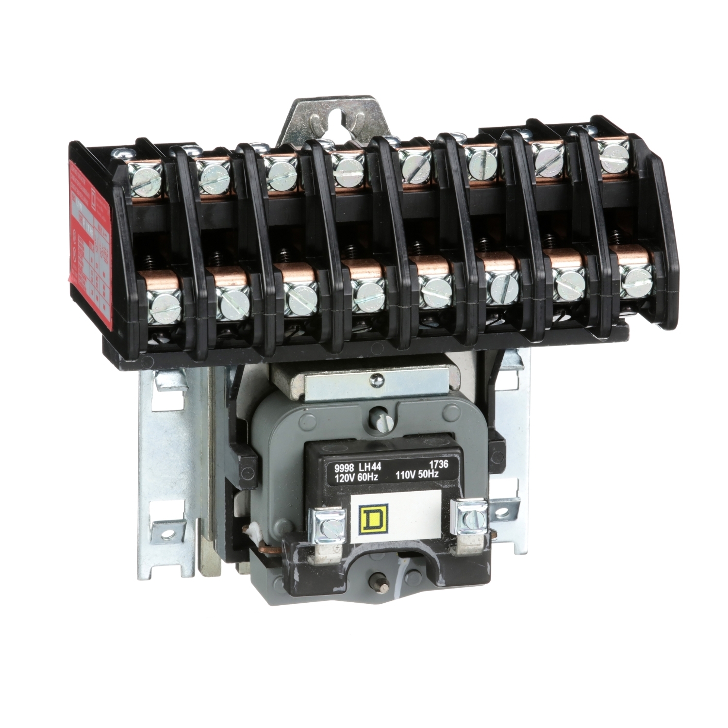 8903LO80V02 Type L Electrically Held Multi-Pole Lighting Contactor, 110/120 V AC V Coil, 30 A, 8NO Contact, 8 Poles