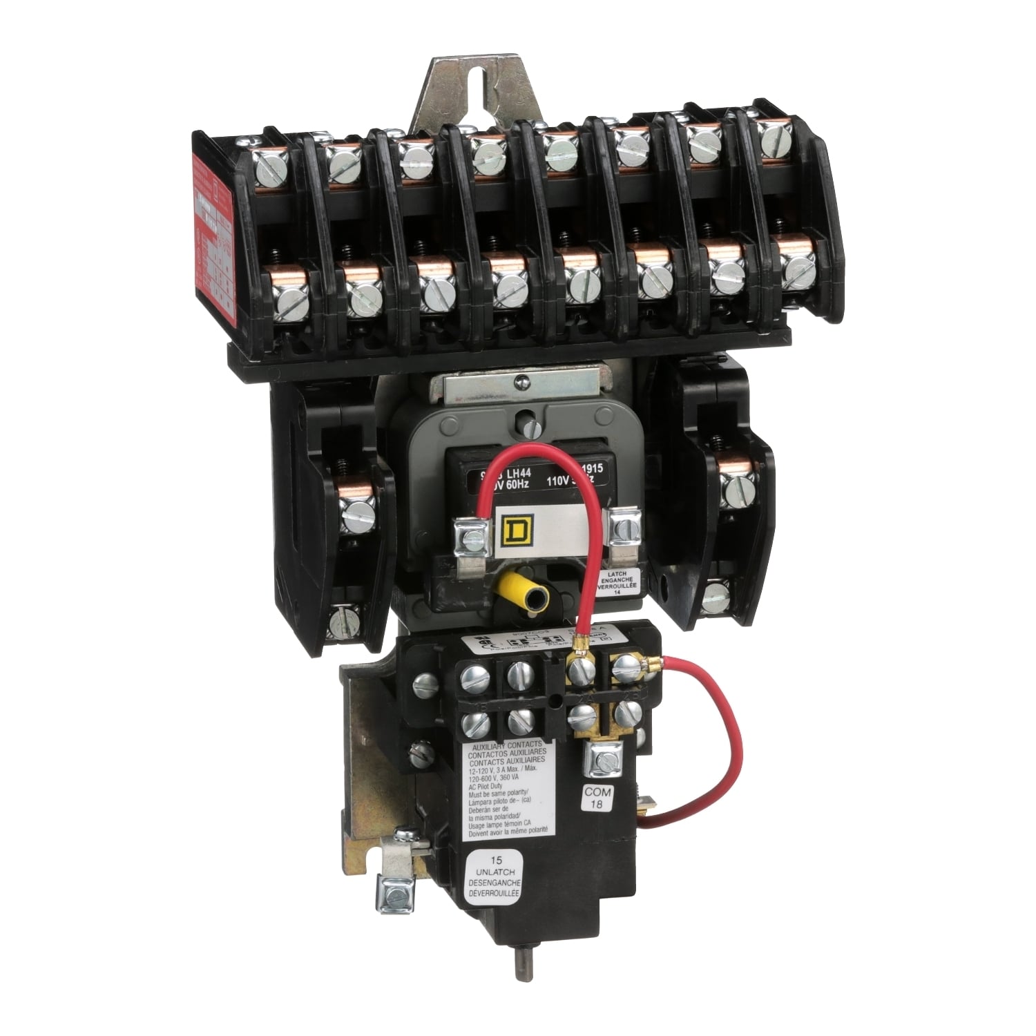 8903LXO1000V02 Type LX Mechanically Held Multi-Pole Lighting Contactor, 110/120 V AC V Coil, 30 A, 10NO Contact, 10 Poles