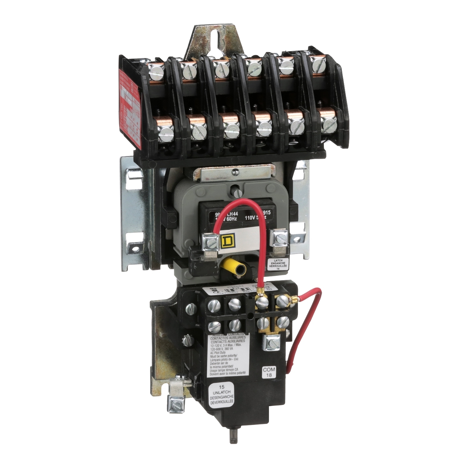 8903LXO60V02 Type LX Mechanically Held Multi-Pole Lighting Contactor, 110/120 V AC V Coil, 30 A, 6NO Contact, 6 Poles